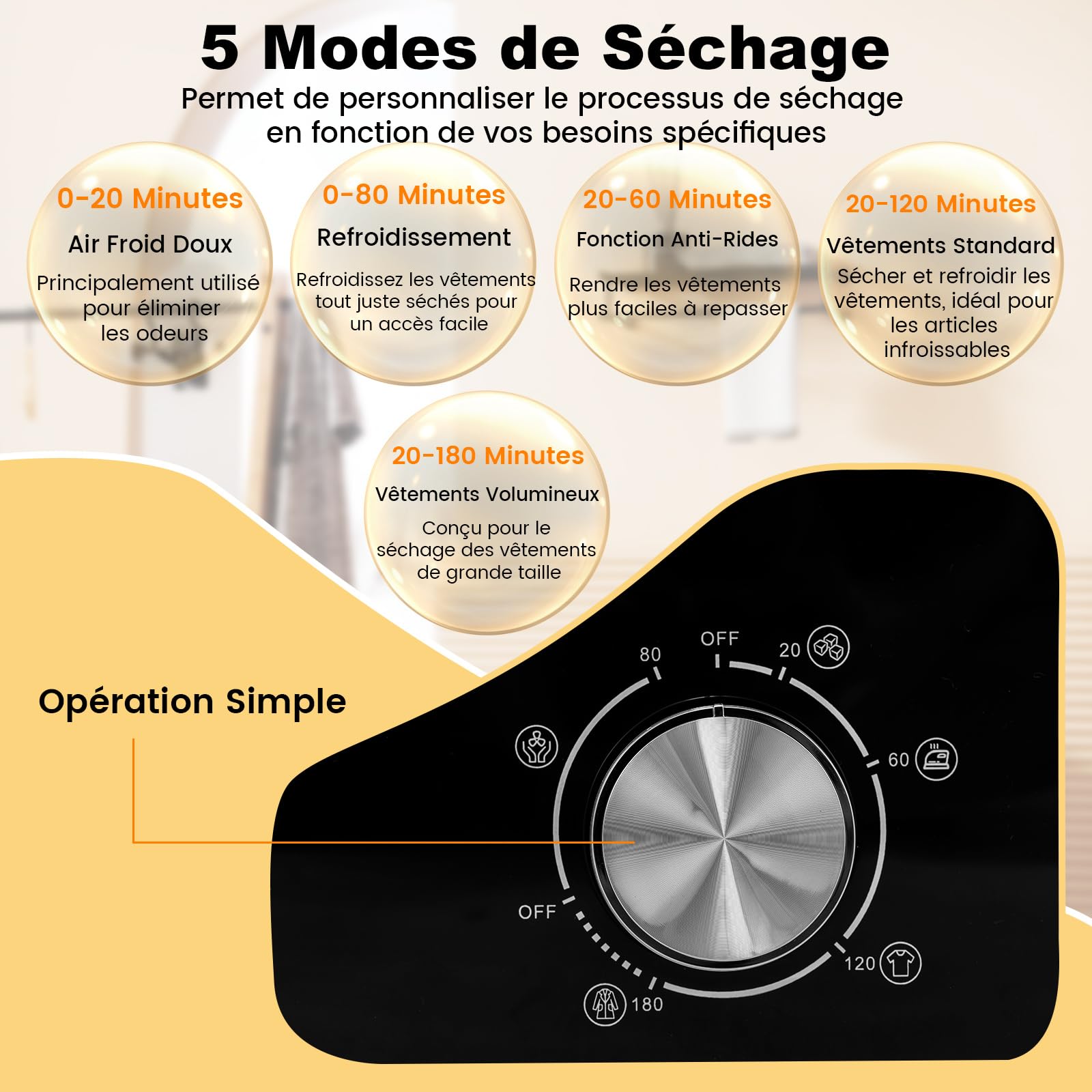 GOPLUS Sèche Linge 4KG 800W 5 Programmes Évacuation Protection Surchauffe Filtration Multiple Électrique