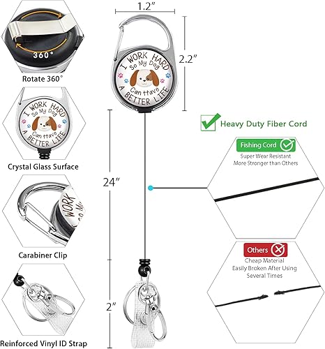 Miniatura 137 de Funny Chicken Badge Holder with Retractable Reel ID Card Badge Case with Carabiner Clip Heavy Duty Vertical Card Name Tag Badge Protector Cover for