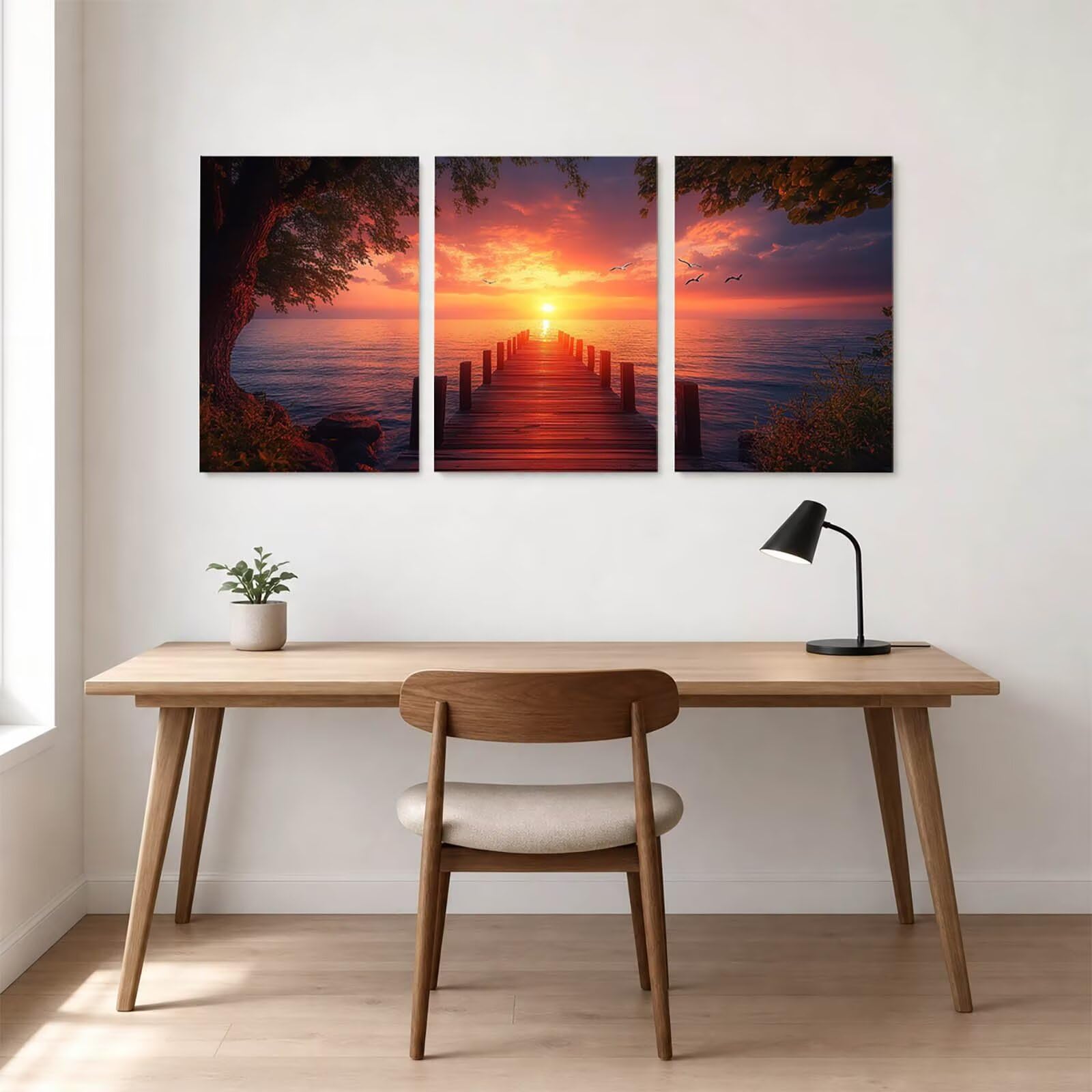 3 szt. Drewniany most do malowania diamentami kompletny zestaw, obraz morski diamentowy, diamentowy obraz diamentowy malowanie cyframi dla dorosłych 40 x 60 cm x 3, zestawy do malowania kryształowego
