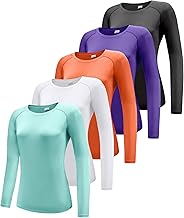 Women's pack of 3 long sleeve T-Shirts, UPF 50+ sun protection, quick-drying functional shirt, running shirts, breathable long sleeve sports shirt, gym, yoga, running top, leisure shirt, workout