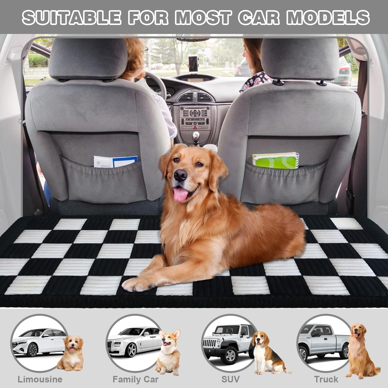 Funda protectora para el asiento trasero del coche para perros, 62×137 cm de funda antideslizante y resistente a los arañazos para perros, protector de respaldo impermeable para perros