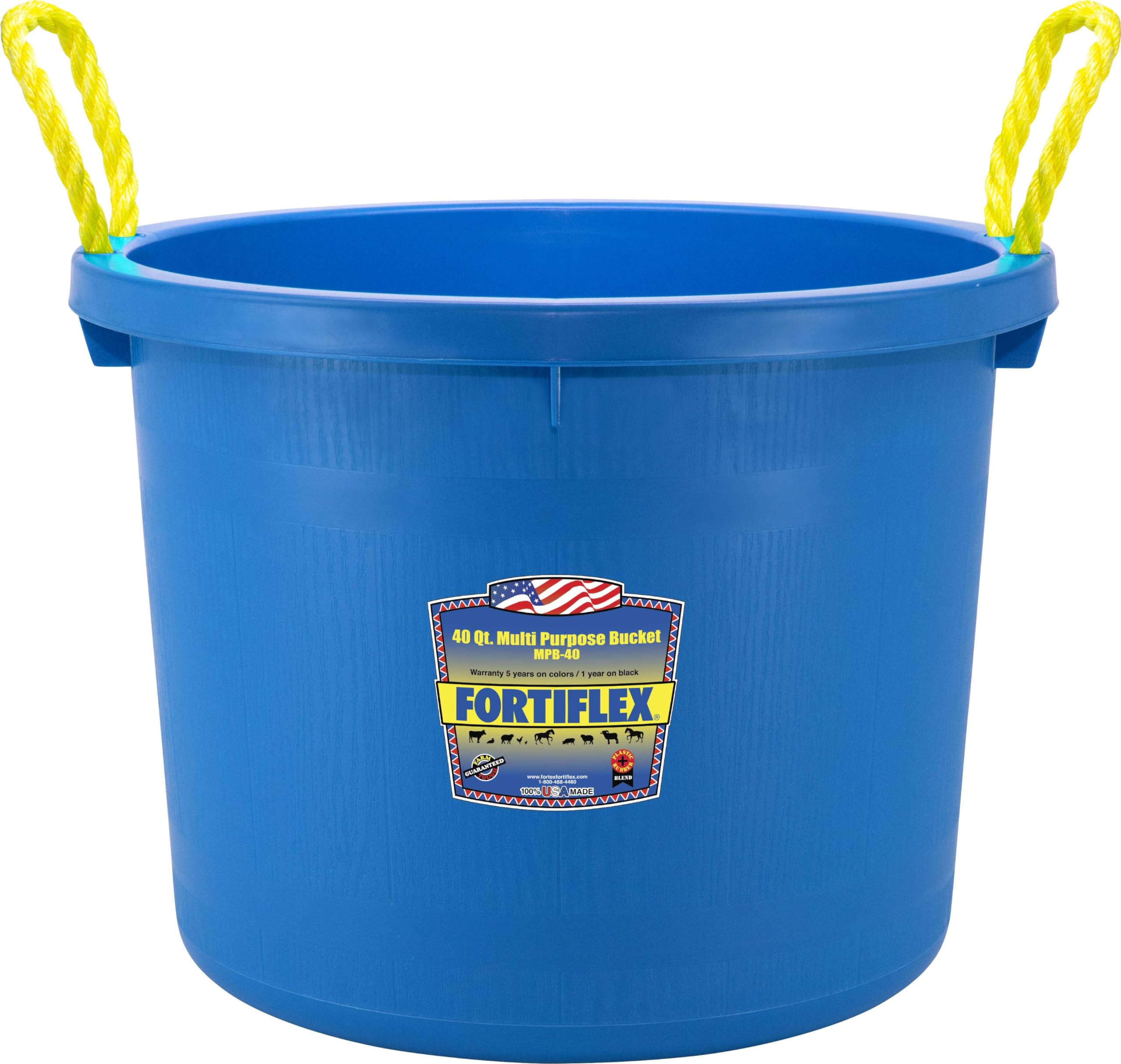 Fortiflex Multi Purpose Storage Bucket for Dogs/Cats and Horses, 40-Quart, Blue