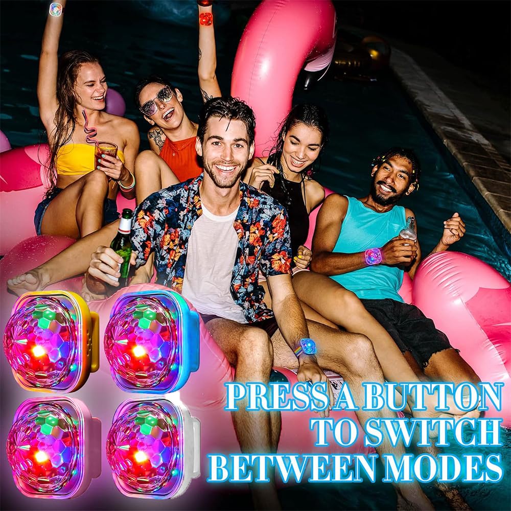 4 Piezas Pulsera Luminosa LED, Luces Discoteca Luces de Bola de Fiesta, luz de discoteca para niños, fiesta de coche,bailar en el coche,DJ Club Discokugel Armband Partylicht
