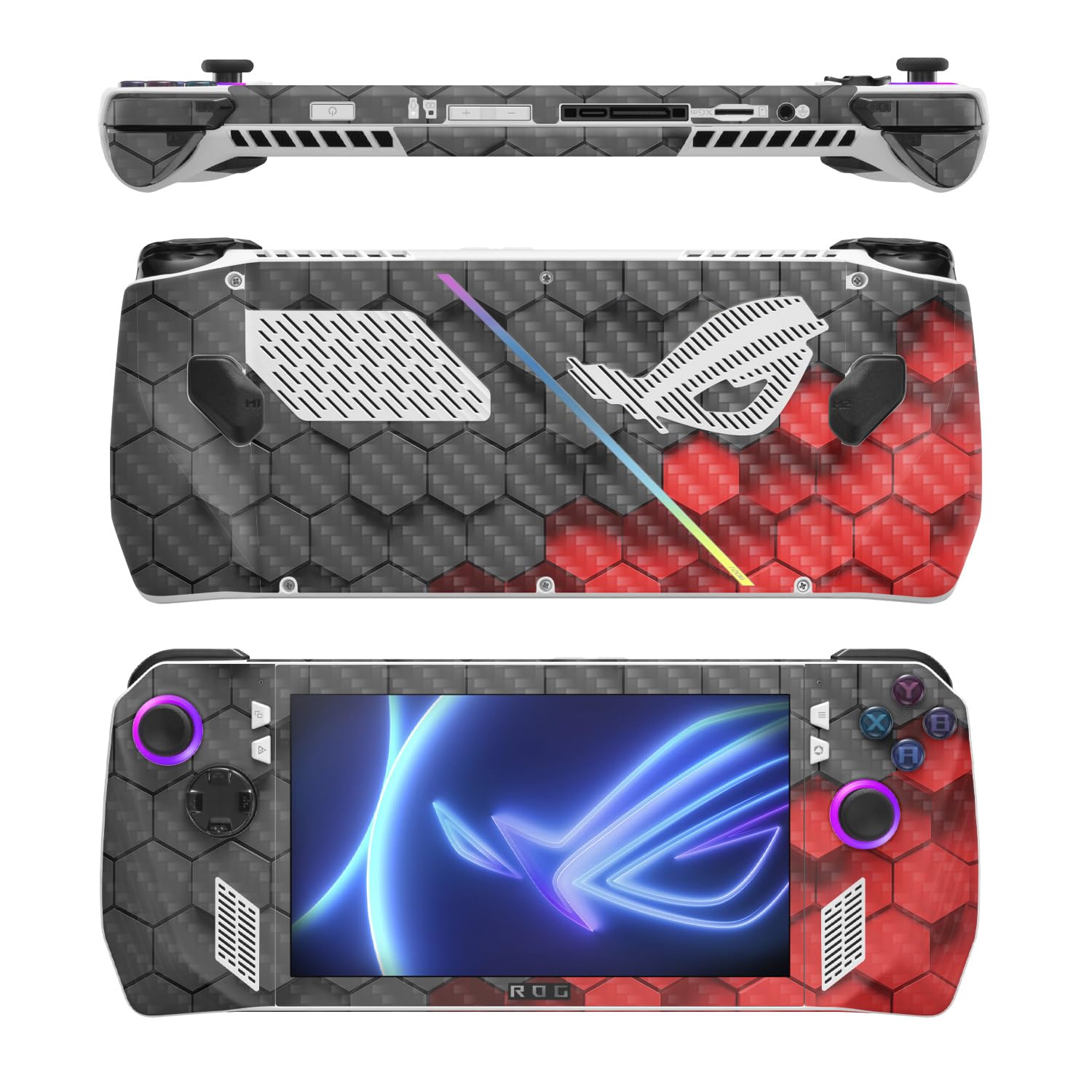 MightySkins Carbon Fiber Skin Compatible with Asus ROG Ally - Two-Tone Hex | Protective, Durable Textured Carbon Fiber Finish | Easy to Apply