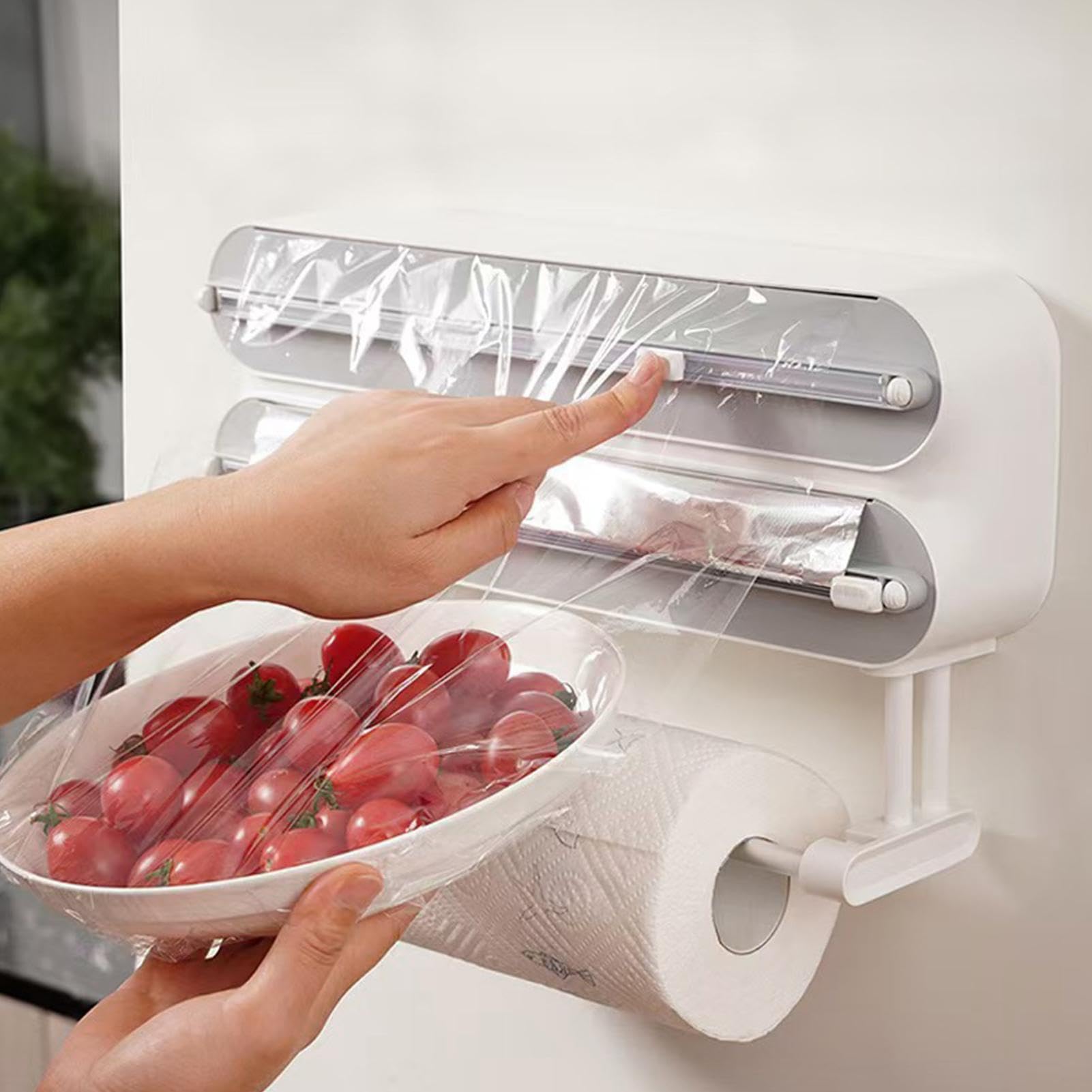 Dispensador de Papel de Aluminio con Cortador Soporte Magnético para Rollo