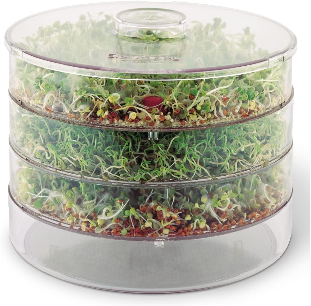 Germinator Rapunzel BioSnacky Large 3-tiers | Consistent Supply of Sprouts | Dishwasher Safe | Approx. 20.5x15cm