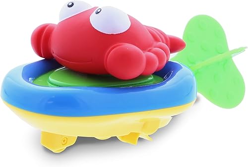 Dollibu Boat Racer Buddy, Fun Educational Bath Toy Finger Puppet Pull and Go Water Racing Sea Life Pal for Shower Pool Bathtub Swim Hard Surface - Baby Toddler and Boy - 6 Inch - 3 in 1 Game – Lobster