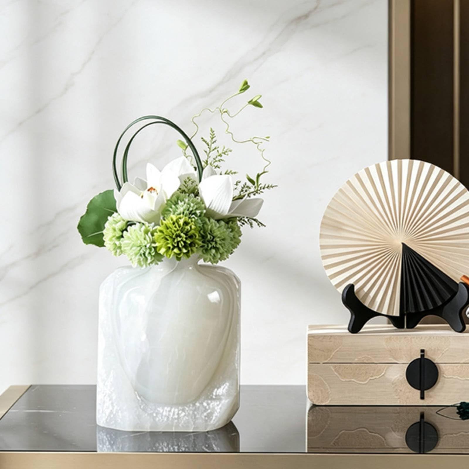 Vaso Decorativo Vaso Moderno Vaso da Tavolo Vaso in Ceramica con Finitura Opaca E Forma Geometrica Morbida per Interni Contemporanei Adatto a Credenza, Piccolo - 15 9 19cm
