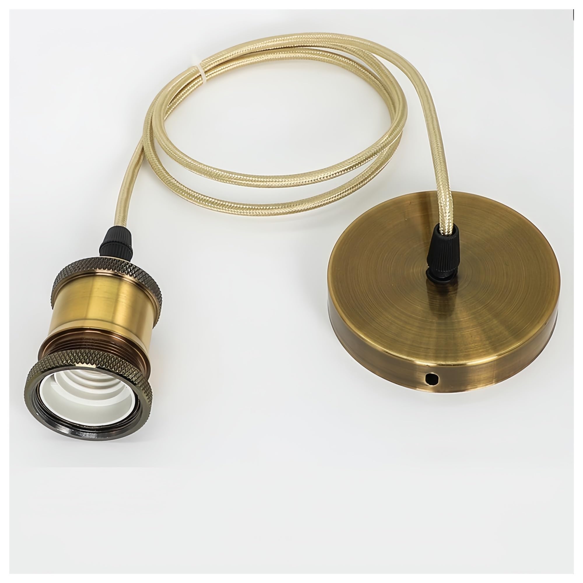 Portalámparas de Aluminio Retro Edison con Cable Colgante E27, Accesorios for lámparas con Boca giratoria(Gold Bronze)
