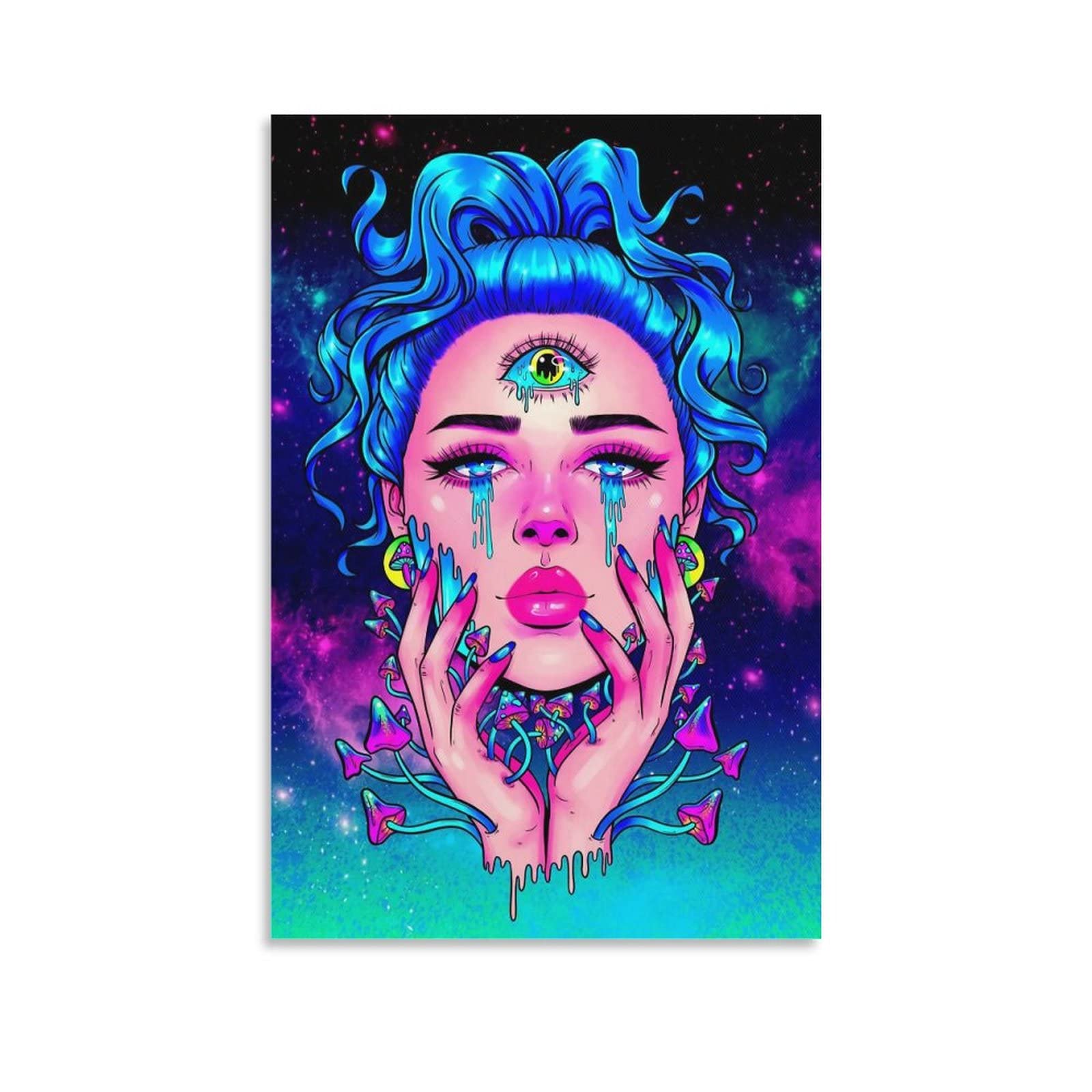 Hitecera Trippy Mushroom Girl Poster Decorative Painting Canvas Wall Posters and Art Picture Print Modern Family Bedroom Decor Posters 12x18inch(30x45cm)