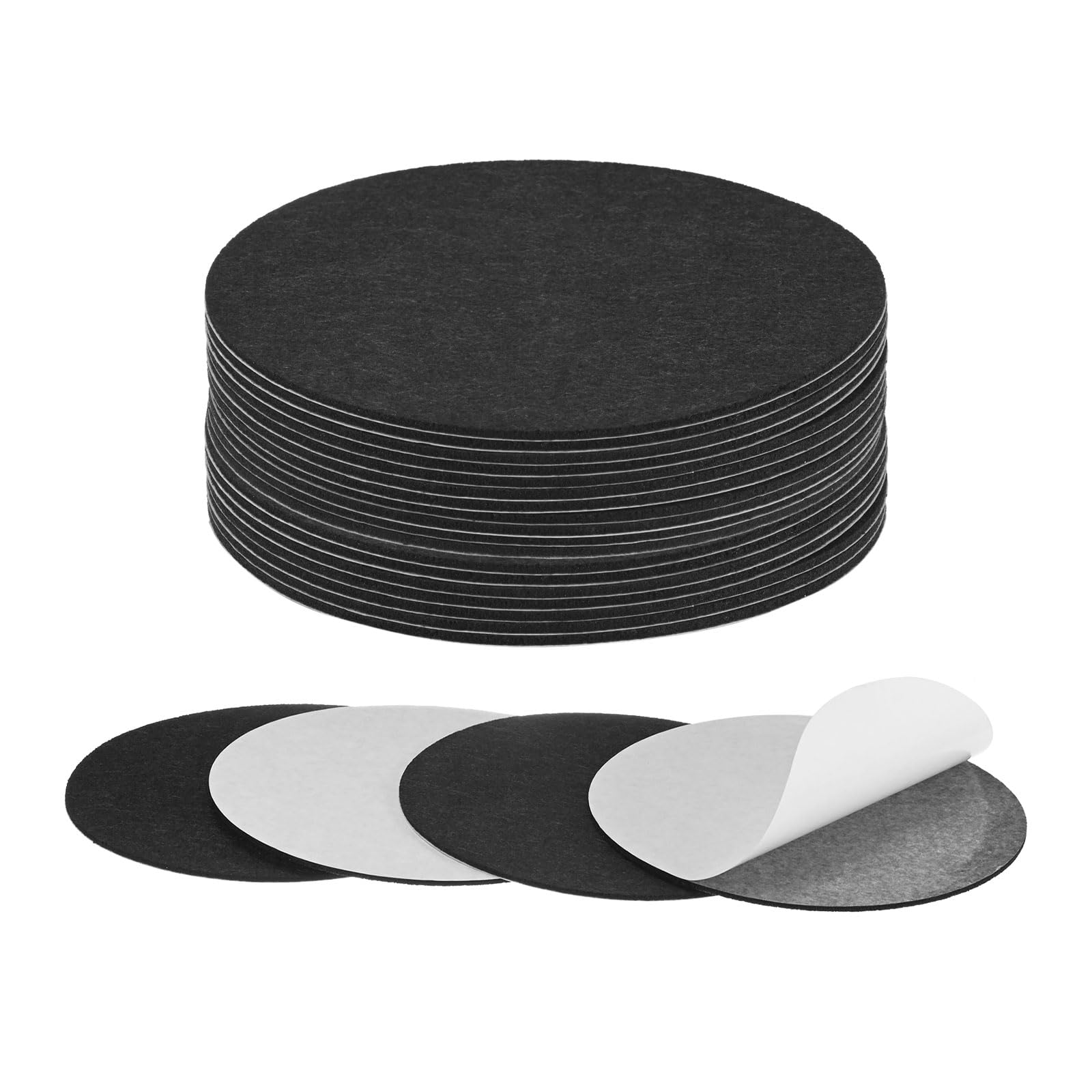 M METERXITY 20-Pack Lamp Base Felt, 6 Inch Dia. 2mm Thick Self Adhesive Round Fabric Felt Pads for Lamp/Furniture/DIY, Non-Slip Fiber Backed Patch Circles with Adhesive Backing [Black]