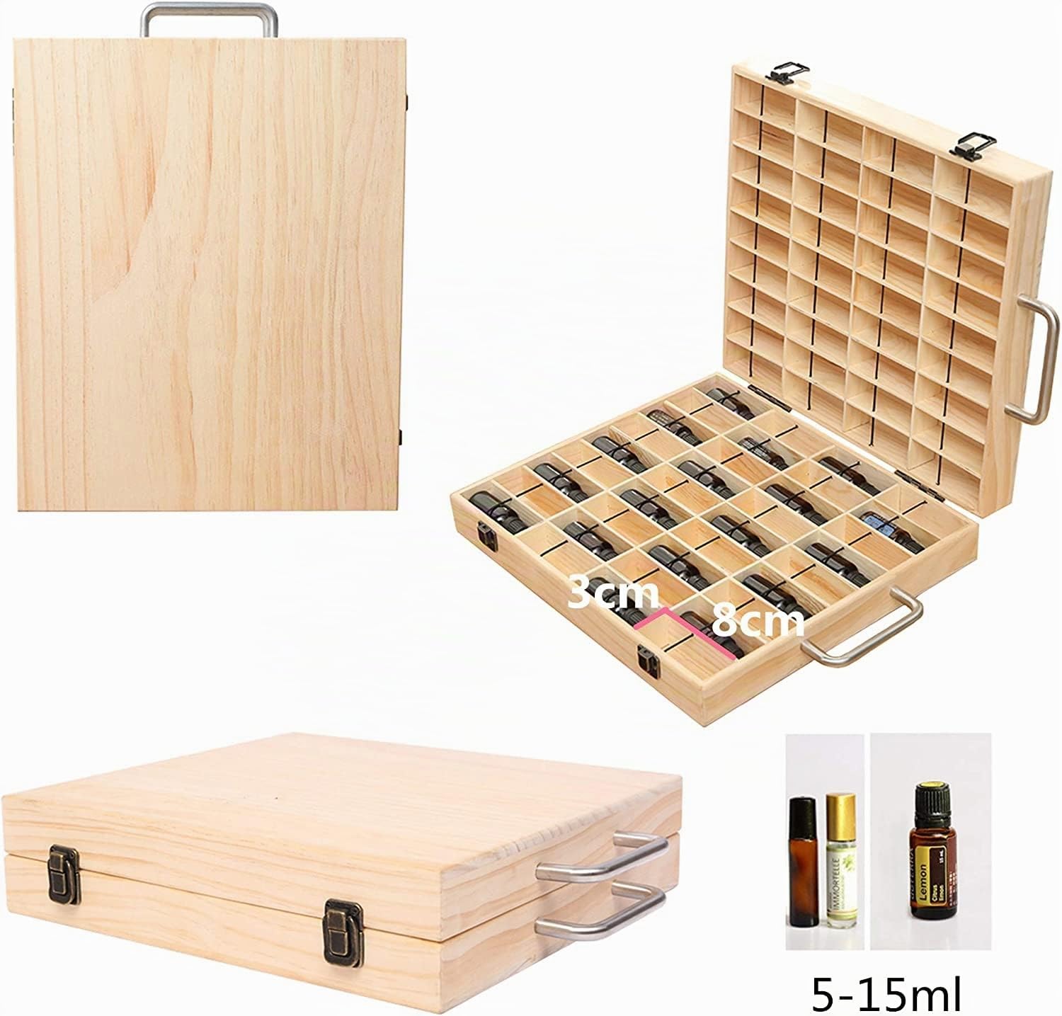 72 Griglie Scatola in Legno per Olio Essenziale - Espositori per Cosmetici in bambù Naturale, Scaffale di Presentazione Ideale per Oli Essenziali e Smalto e Profumi#2