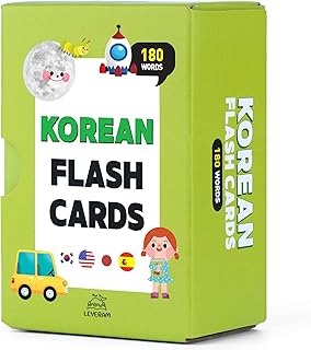 Korean Word Flashcards for Beginners Hangul Flash Cards Korean Gifts for Learning Korean Language Spanish Japanese 180 Words Pack 한글 낱말 카드