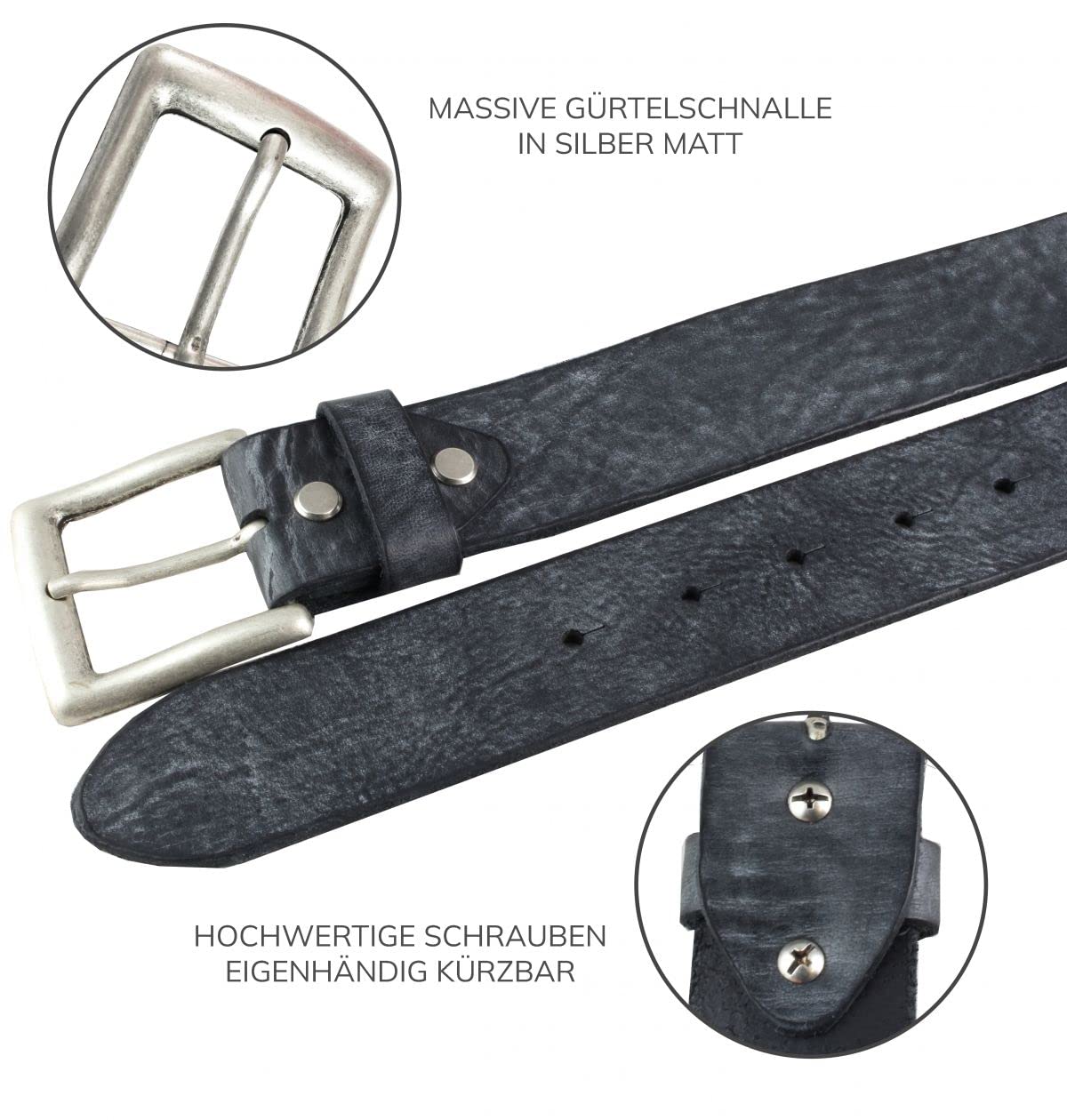 BELTINGER Premium Weicher Vollrindledergürtel, 40 mm breit, Used Look, Jeans & Hosen, Vintage Stil, Made in Italy, Casual und Office