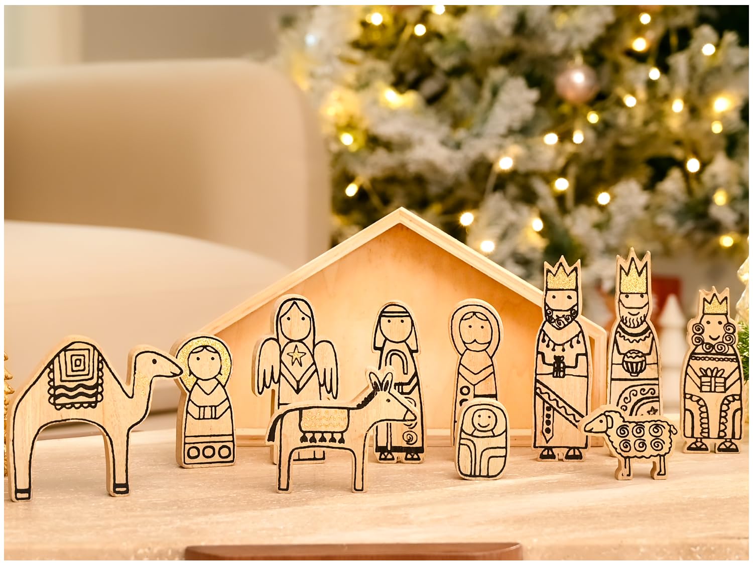 WONDROUS' DECO Wooden Nativity
