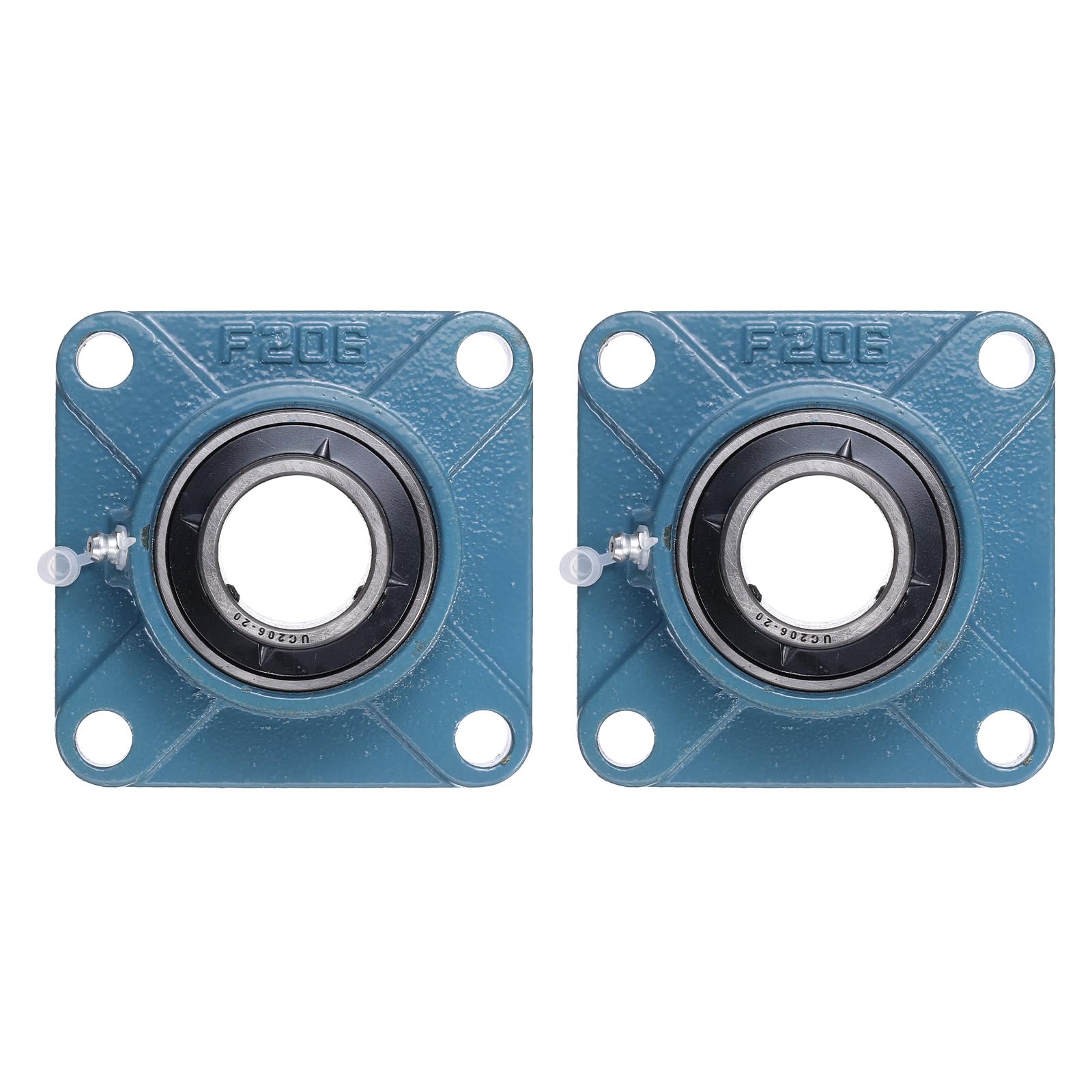 QUARKZMAN 2 Piezas UCF-206-20 Rodamientos De Soporte Con 1-1/4 Pulgada De Diámetro Interno Unidades De Rodamientos De Acero Cromado Autocentrantes Montaje En Flange Cuadrado Con 4 Tornillos