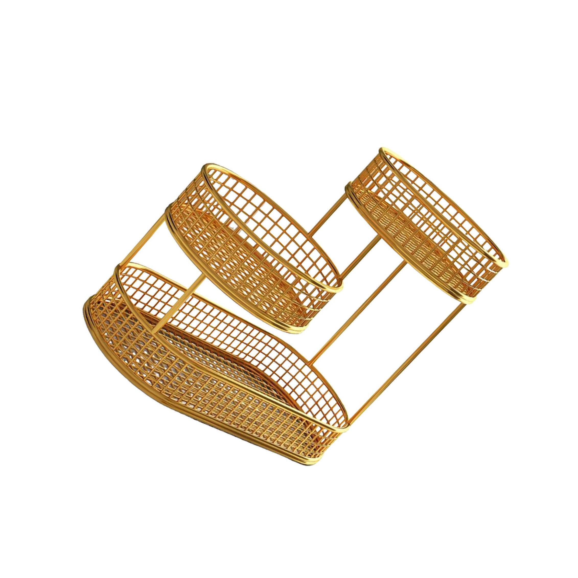 PIXZCSA for Creative Multi Tier Iron Wire Vegetable Basket Crafty Best for Organizing Snacks Fruits and Veggies in Kitchen Dining Area Vegetable Bread Holder, Gold, 32x32cm