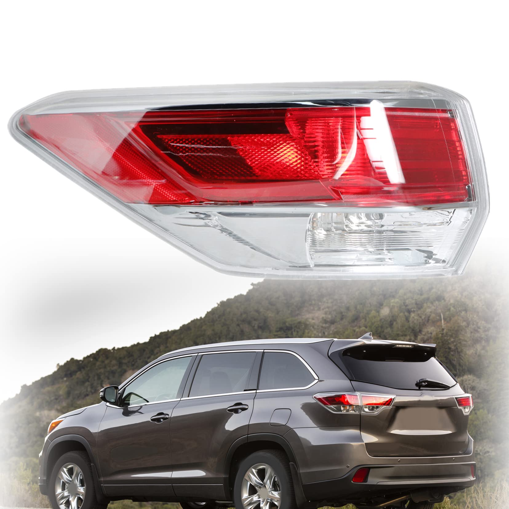 left outer tail light rear brake tail light assembly driver side replacement for highlander 2014-2016