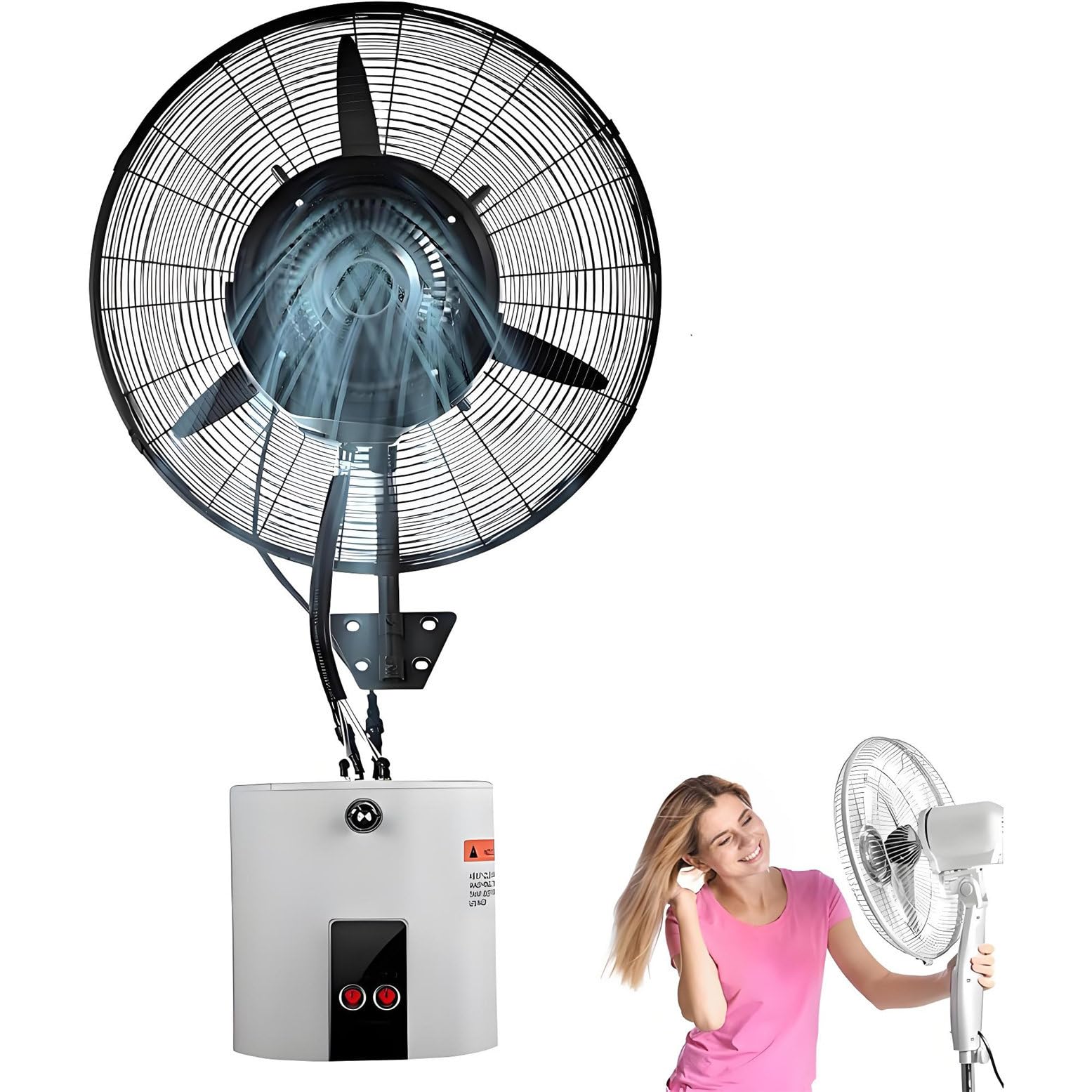 asdchZen Outdoor Misting Fan With 15L Water Tank, 3-Speed Waterproof Oscillating For Patio, Deck, Garage Cooling, Automatic Filling Adjustable Mist,71cm/28in