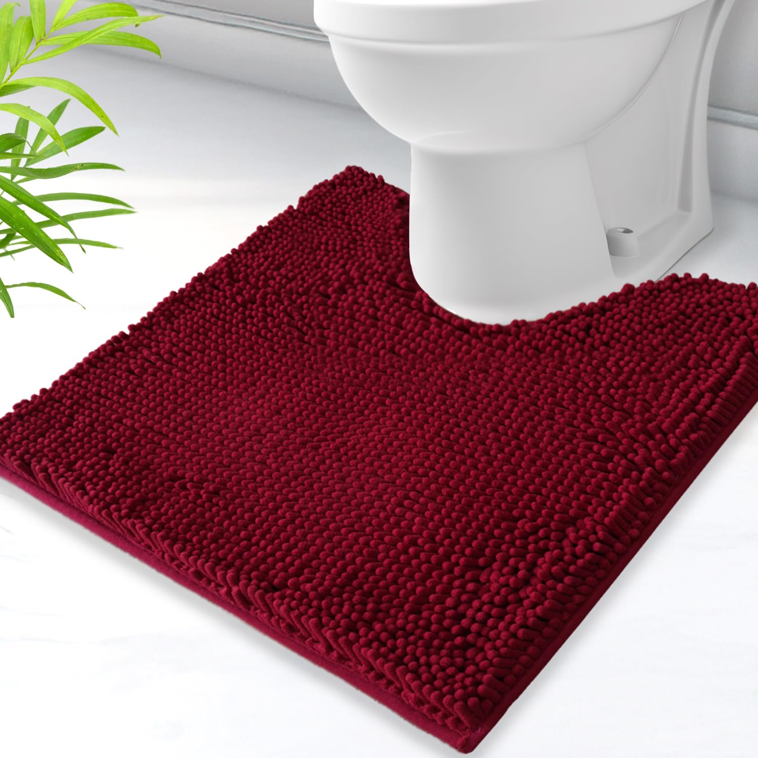 AINAHYVA Toilet Rugs U-Shaped,Super Absorbent Chenille Bathroom Rugs and Strong PVC Non-Slip Backing for Toilets Rug Set,Machine Washable,Bath Mats