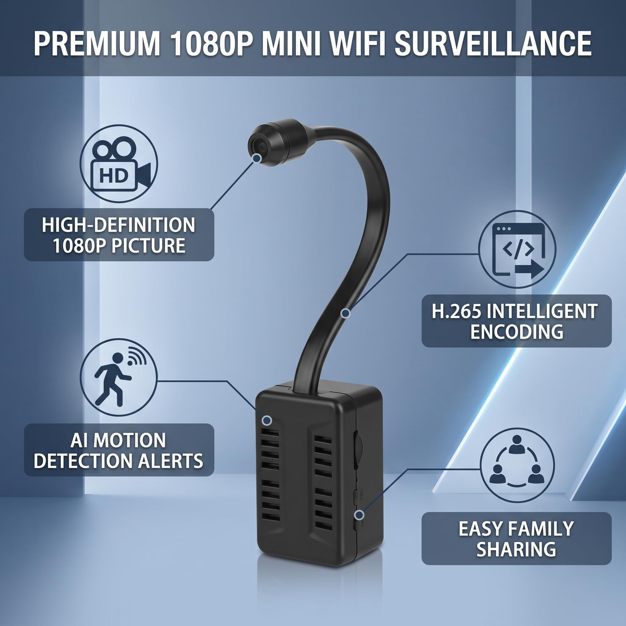 SEAFRONT 1080P kamera WIFI regulowana soczewka wężowa HD bezpieczeństwo inteligentna kamera wykrywanie ruchu 10 m odległość nocna do zdjęć wideo wewnątrz i na zewnątrz kamera do monitoringu