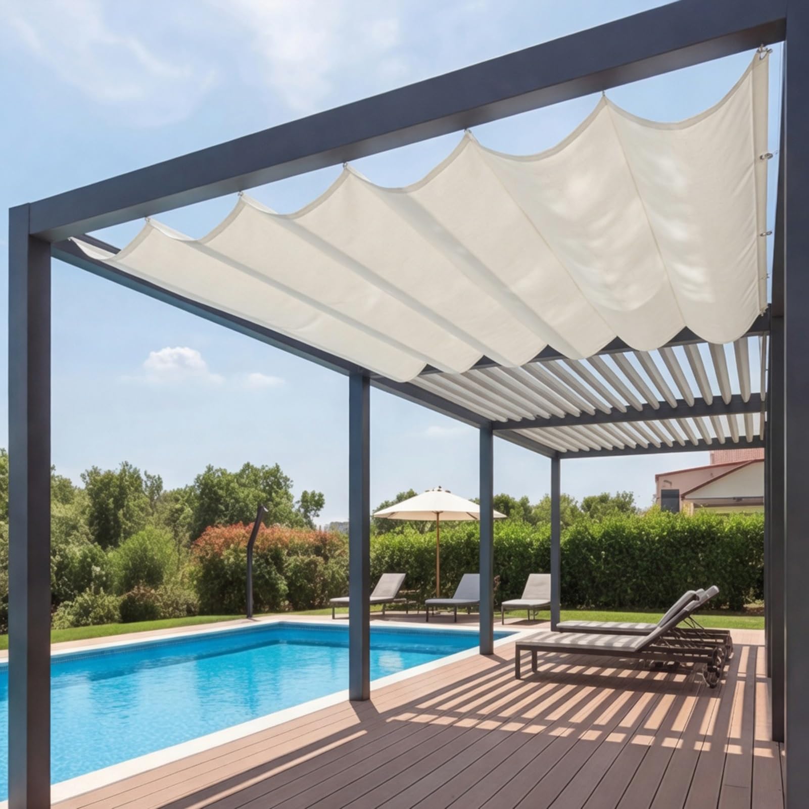 Wysuwany żagiel przeciwsłoneczny do golfa 130 x 300 cm odporny na rozdarcie odporny na warunki atmosferyczne dekoracja regulowana osłona cienia ochrona przed promieniowaniem UV do dachu tarasu, ogrodu