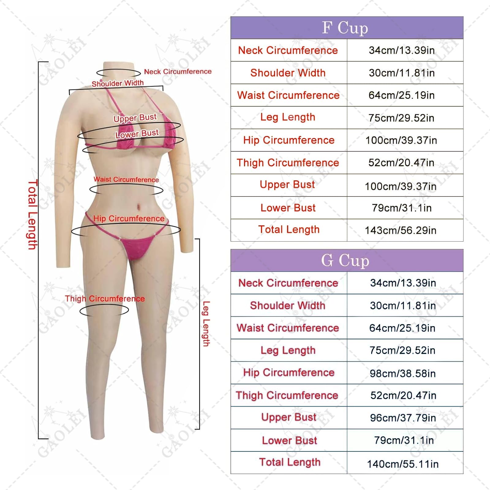 Adima Cuerpo Completo de Silicona Pechera Body f/g Copa Puede orinar y Ropa insertada de Hombre a Mujer para travesti