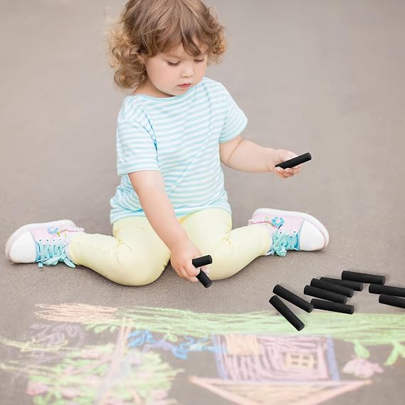 10 Pcs Sidewalk Chalks for Kids Non Toxic Jumbo Chalk for Party Gift Outdoor Art Classroom Play Painting (Black)