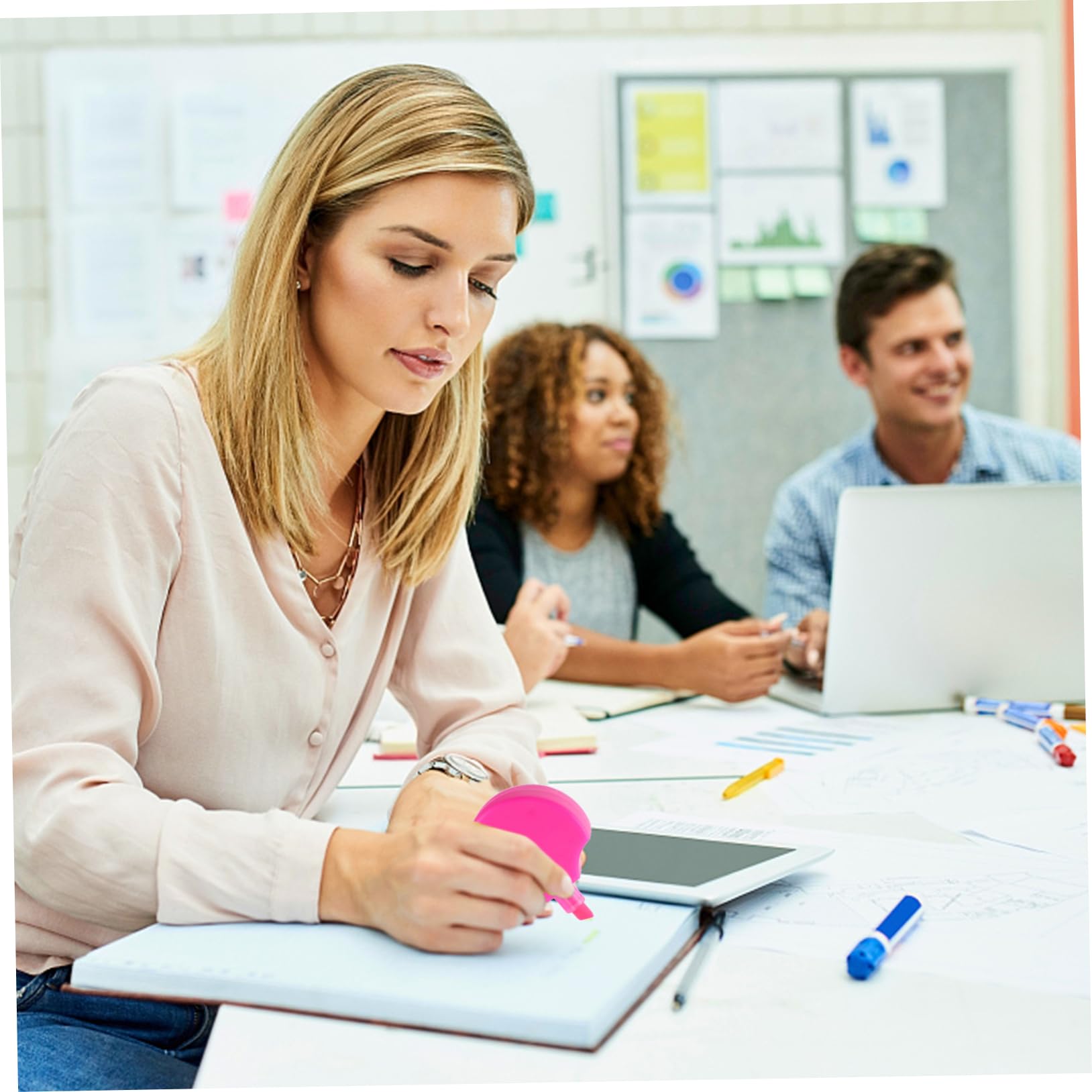 3 Set Evidenziatori Fluorescenti Colorati Per Studio E Lavoro Design E Per Adulti 2 Pezzi*3