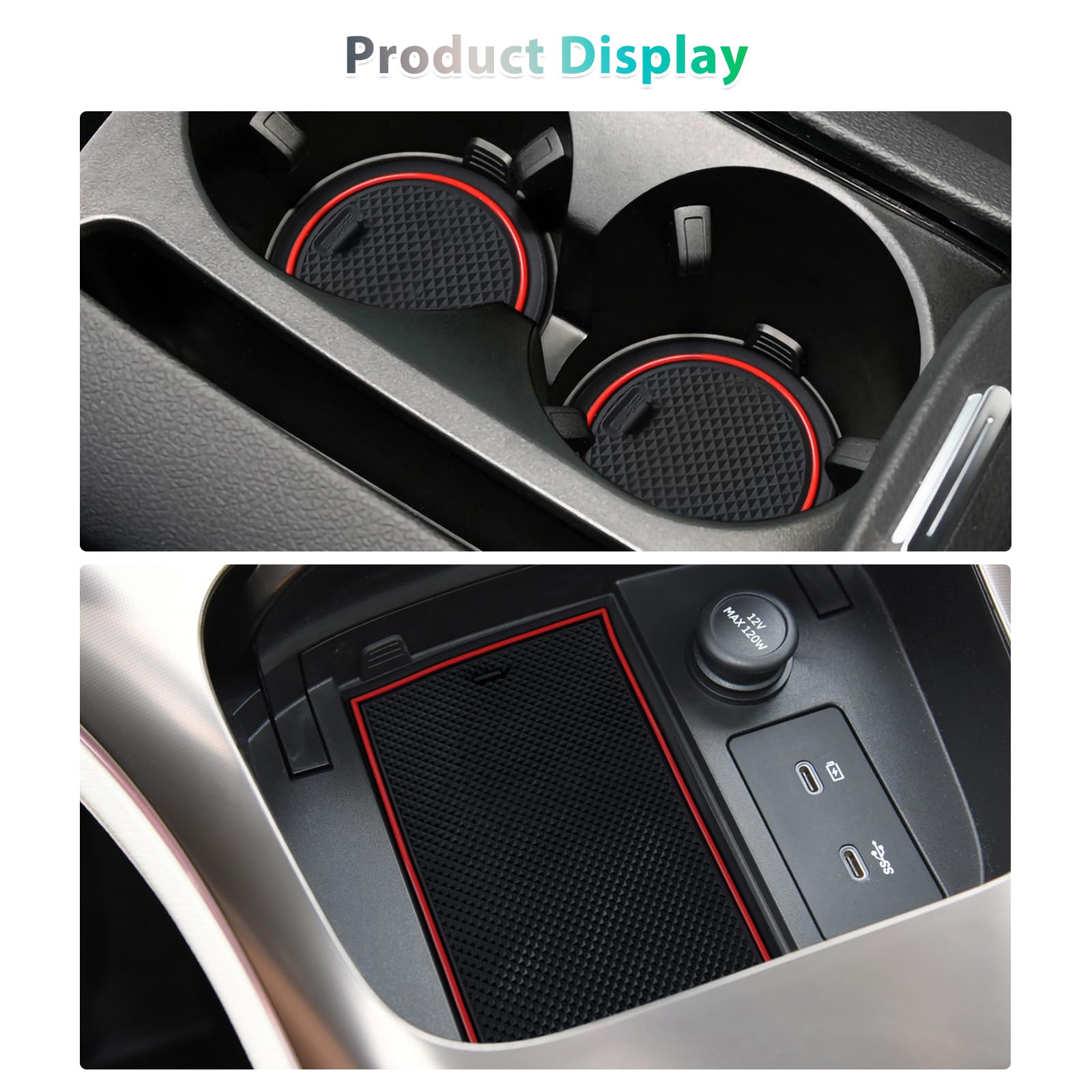 GAFAT Compatible avec Smart #1#3 EV 2023-2025 2026 Tapis Antidérapants en Caoutchouc, Smart 1 Smart 3 Tapis pour Console Centrale, Boîte Rangement, Couture Porte, Smart #1 Accessoires (Rouge)