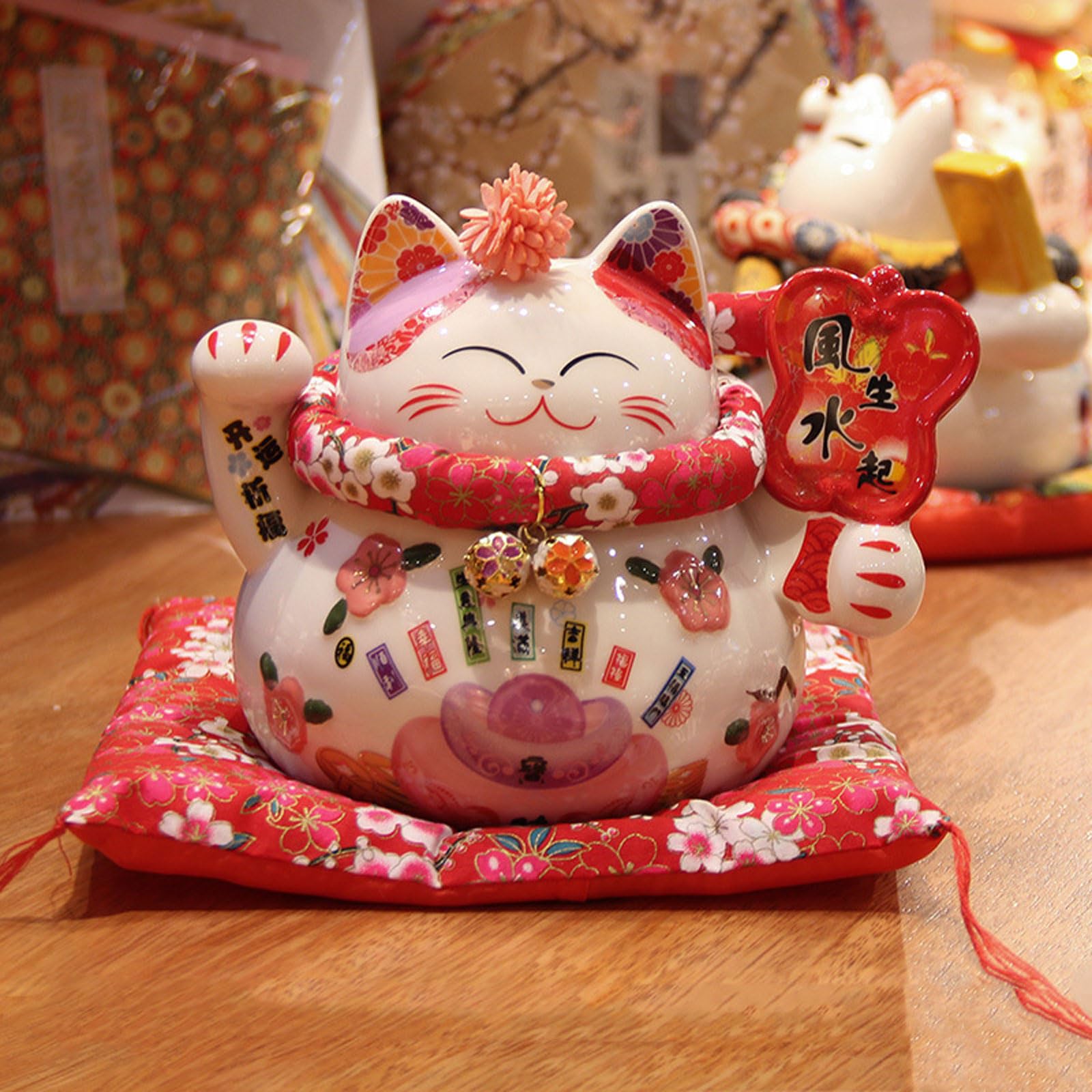 Ceramiczny szczęśliwy kot, ozdoba kota Maneki Neko, ozdobna ozdoba, przynoszący szczęście, ozdoba na prezenty noworoczne, rzeźba kolekcjonerska, ozdoby samochodowe do domu