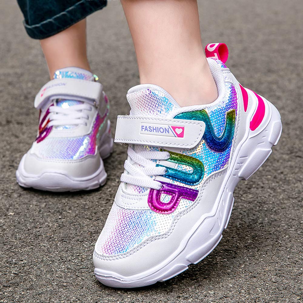 Zapatillas con Lentejuelas Niña Zapatos de Gimnasia para Caminar Ligero Trainers Kids