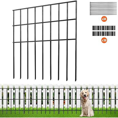 VEVOR Animal Barrier Fence 19 Pack, No Dig Fence 17in(H) x21ft(L), Underground Decorative Garden Fencing with 1.5 Inch Spike Spacing, Metal Dog Fence for The Yard and Outdoor Patio