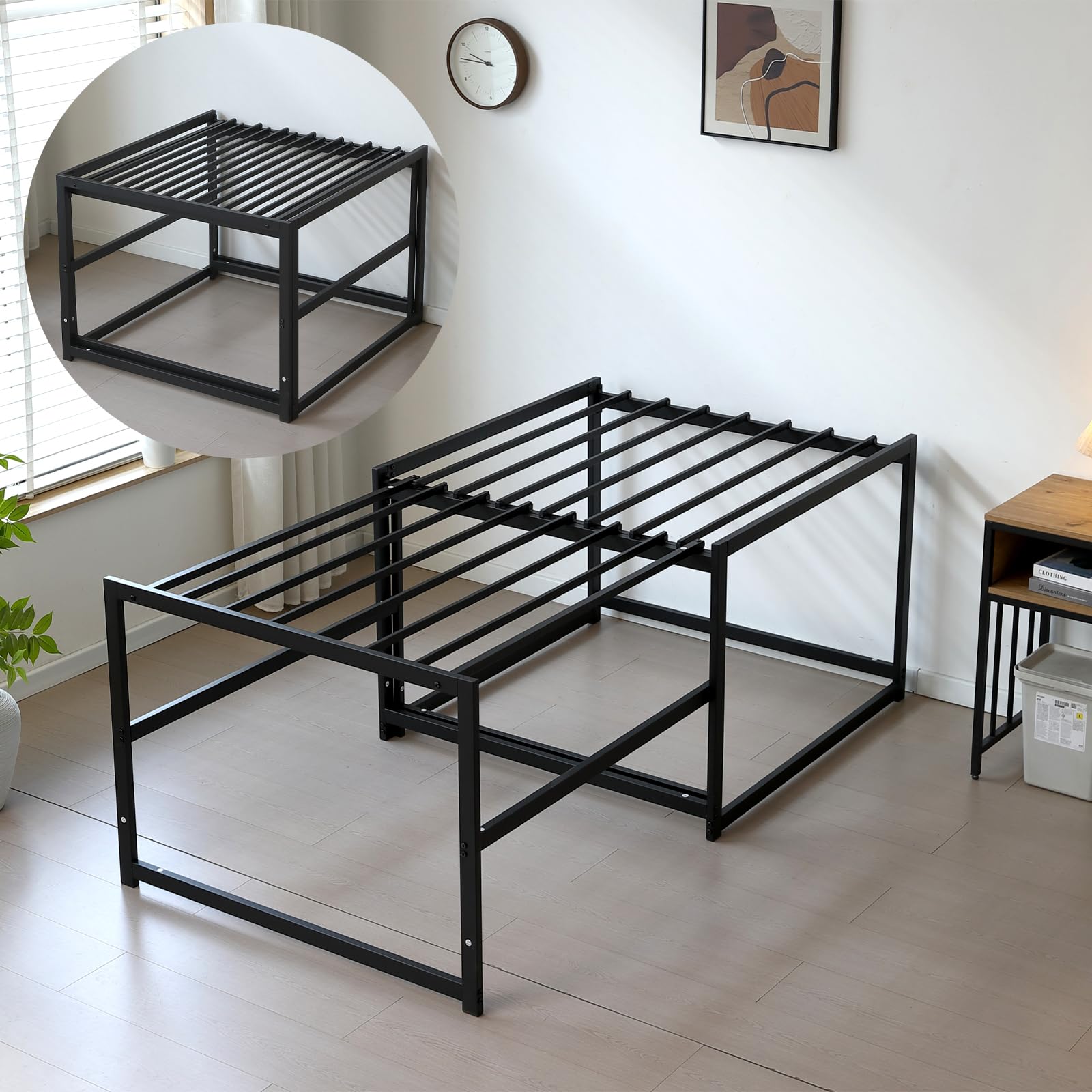 【ブラック】高さ75cm 伸長式ベッド 高いベッド シングルベッド 伸縮 下収納 Amazon｜Donext 伸長式ベッド シングル ソファベッド アイアン製 高さ