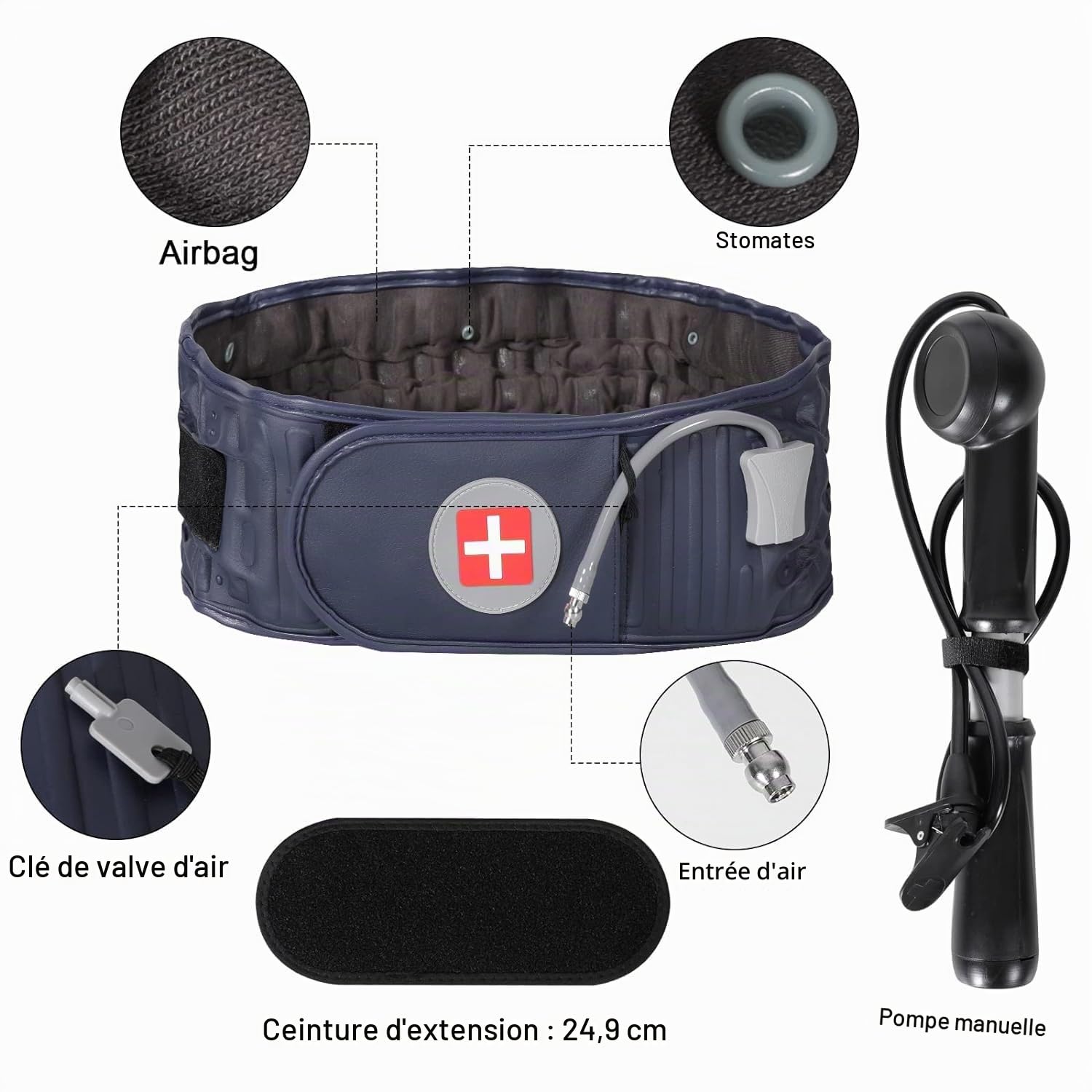 HEYOUTH Ceinture Lombaire Gonflable,Ceinture de Décompression Lombaire,Ceintures Lombaires,Dispositif de Traction, pour soulager les douleurs dorsales, taille unique 29-49 INCH | Ceinture de soutien lombaire gonflable pour soulager les maux de dos, hernie