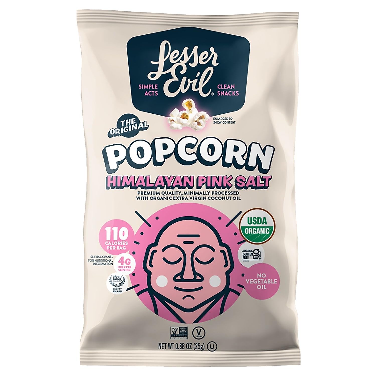 Organic Popcorn, Himalayan Pink Salt, .88 Ounce, 18 Count