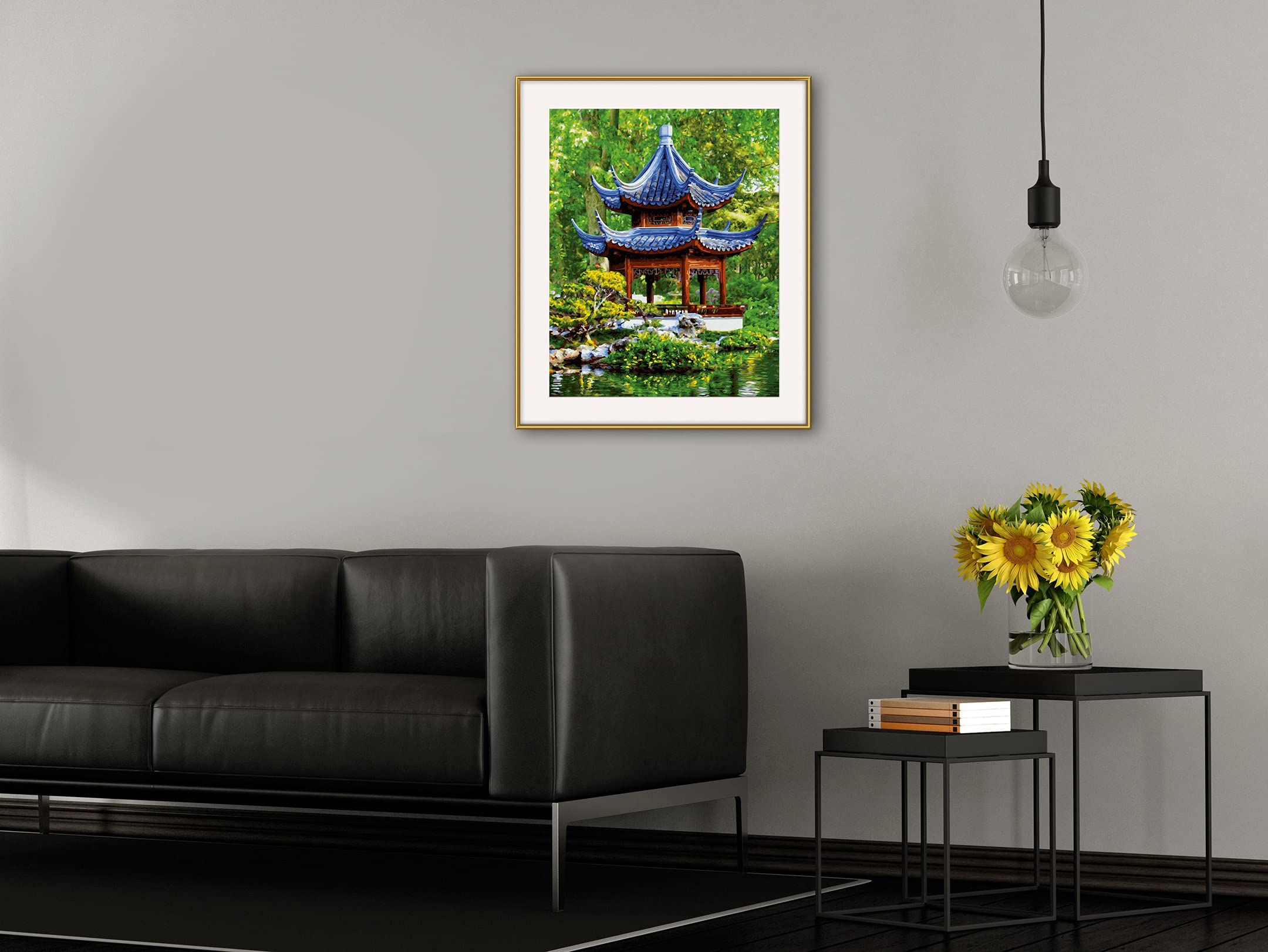 Schipper 609130850 Dipingi con i Numeri, Pagoda nel Giardino Giapponese, dipingi Immagini per Adulti, Inclusi pennelli e Colori acrilici, 40 x 50 cm
