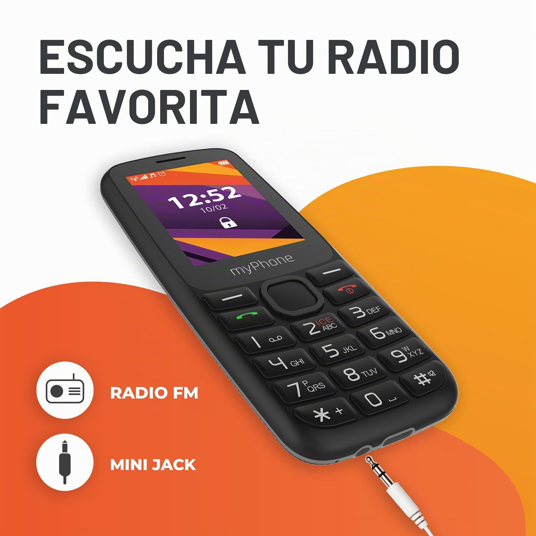 myPhone 6410 LTE teléfono móvil para Mayores sin Contrato, móvil 4G con Teclas Grandes, Pantalla 2,4", Dual SIM, Radio FM, Linterna, batería de Larga duración