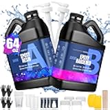 Epoxy Resin 64OZ - Crystal Clear Epoxy Resin Kit - No Yellowing No Bubble Art Resina Casting Resins for Art Crafts, Jewelry Making, Wood & Molds(32OZ x 2)