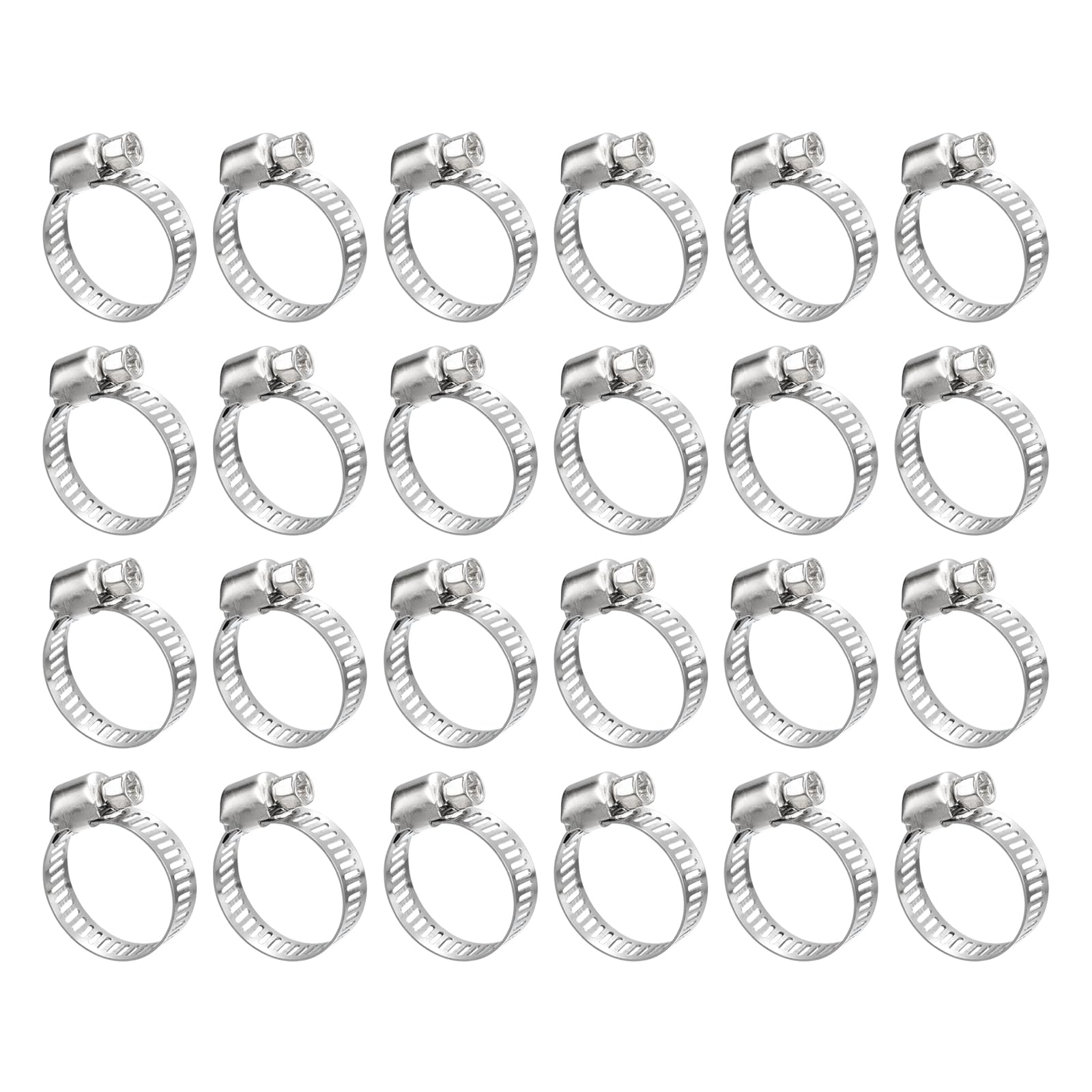 uxcell Worm Gear Hose Clamp, 24pcs 5/8" - 1" Adjustable Stainless Steel Hose Clamps Duct Clamp for Securing Hose, Pipe, Plumbing, Tube and Fuel Line
