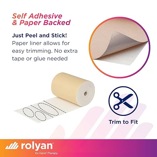 Vista 8 de Rolyan Non-Latex Moleskin Roll, 9" x 4 yards, Beige, Padding with Paper Backed Adhesive, Cut to Fit for Splints, Braces, and Casts, Soft Flexible