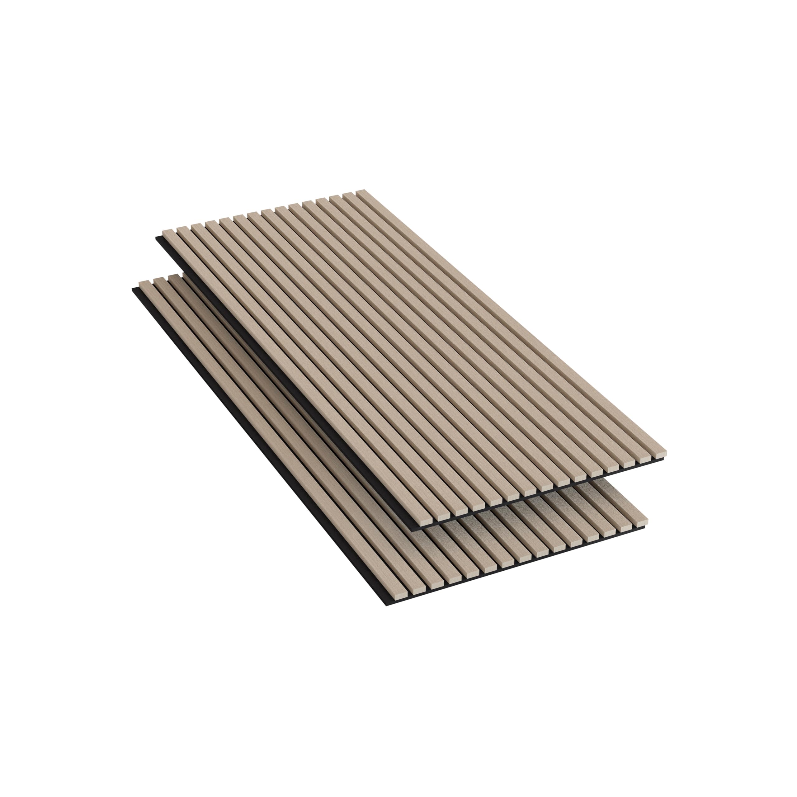 Conjunto de 2 paneles acústicos decorativos de MDF con revestimiento de fieltro – Revestimiento decorativo y fonoabsorbente para interiores y estudios 120 x 60 cm roble claro