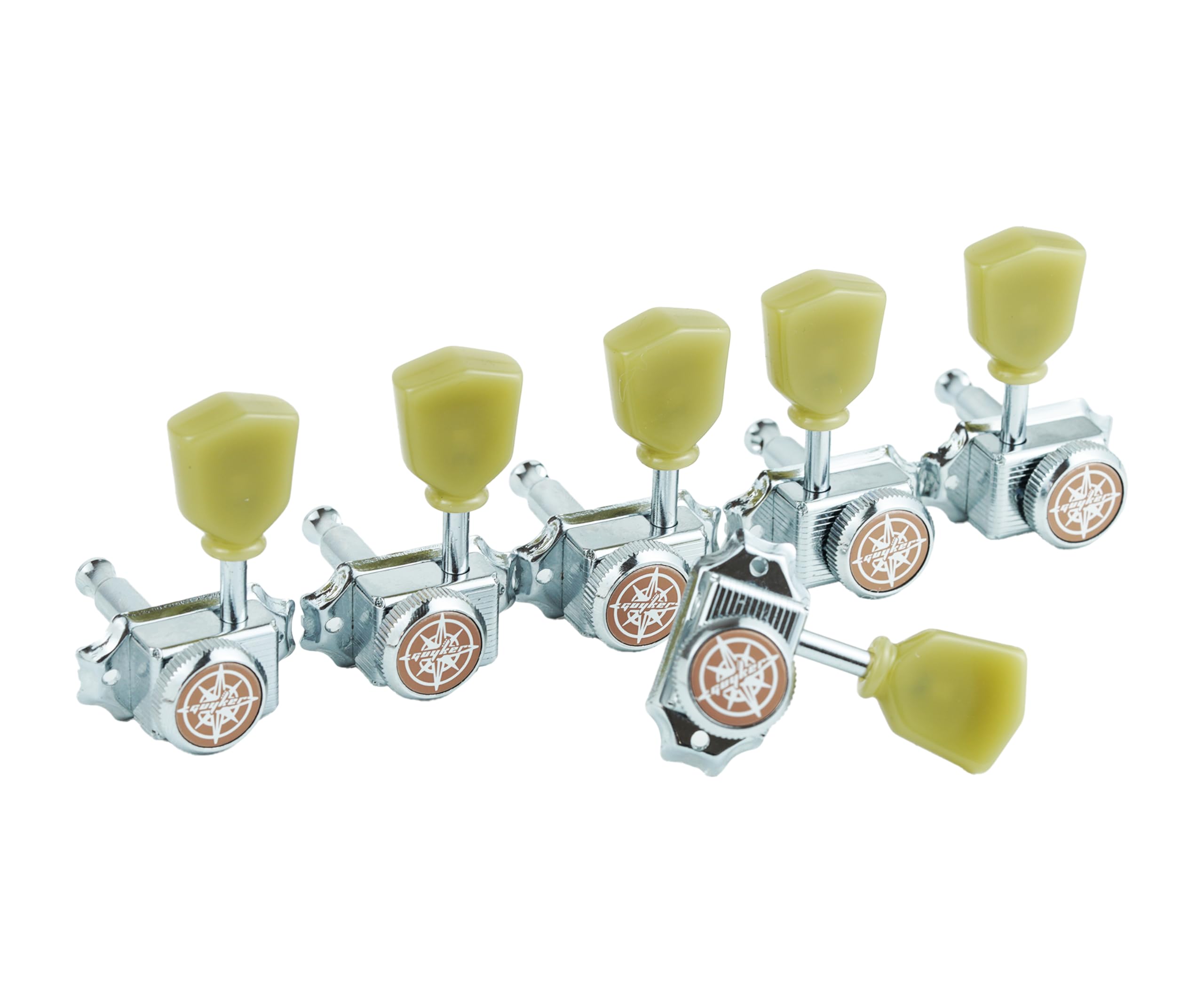 Guyker 3x3 Vintage Style Locking Guitar Machine Heads – 1:15 Ratio Lock String Deluxe Tuning Key Pegs Tuners Set Replacement for Electric, Acoustic or Folk Guitars - nickel