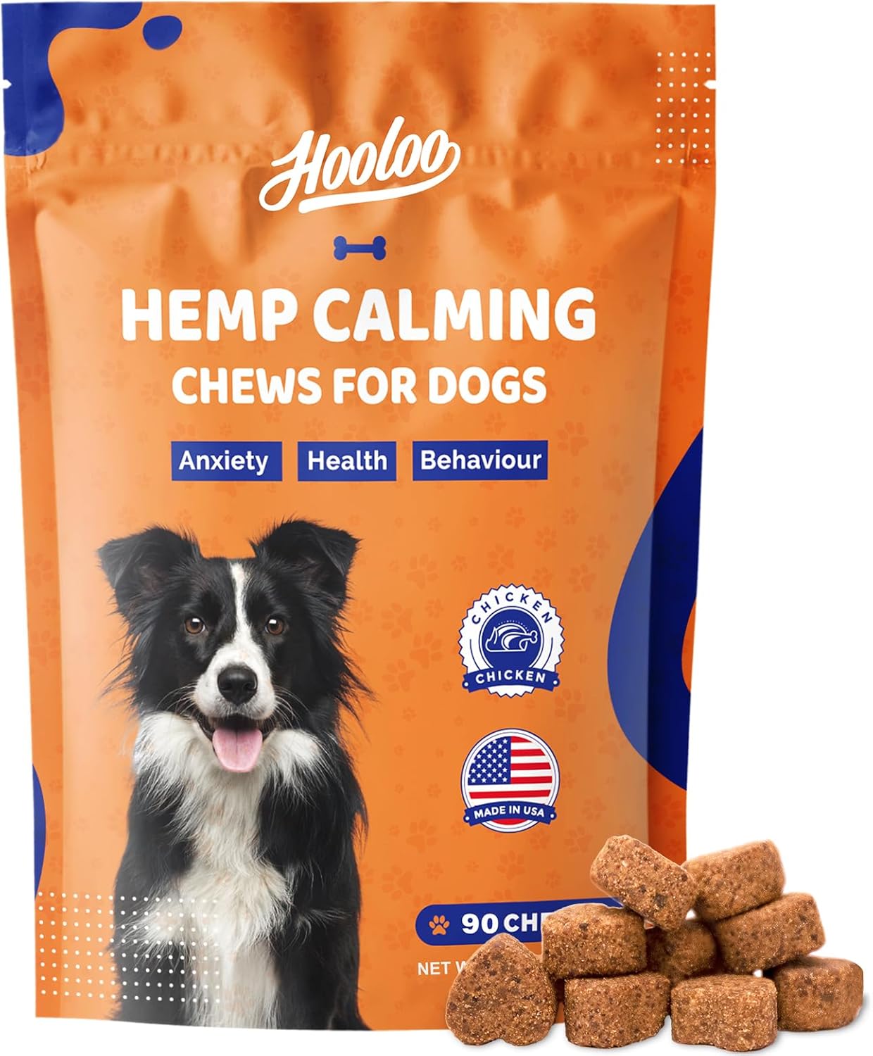 Calming Dog Treats, 90 Count Hemp Calming Treats For Dogs | Reduce Stress, Fear, Separation Anxiety, Barking, Hyperactivity, Reactivity, Aggression, Travel Issues | 100% Natural Dog Calming Treats