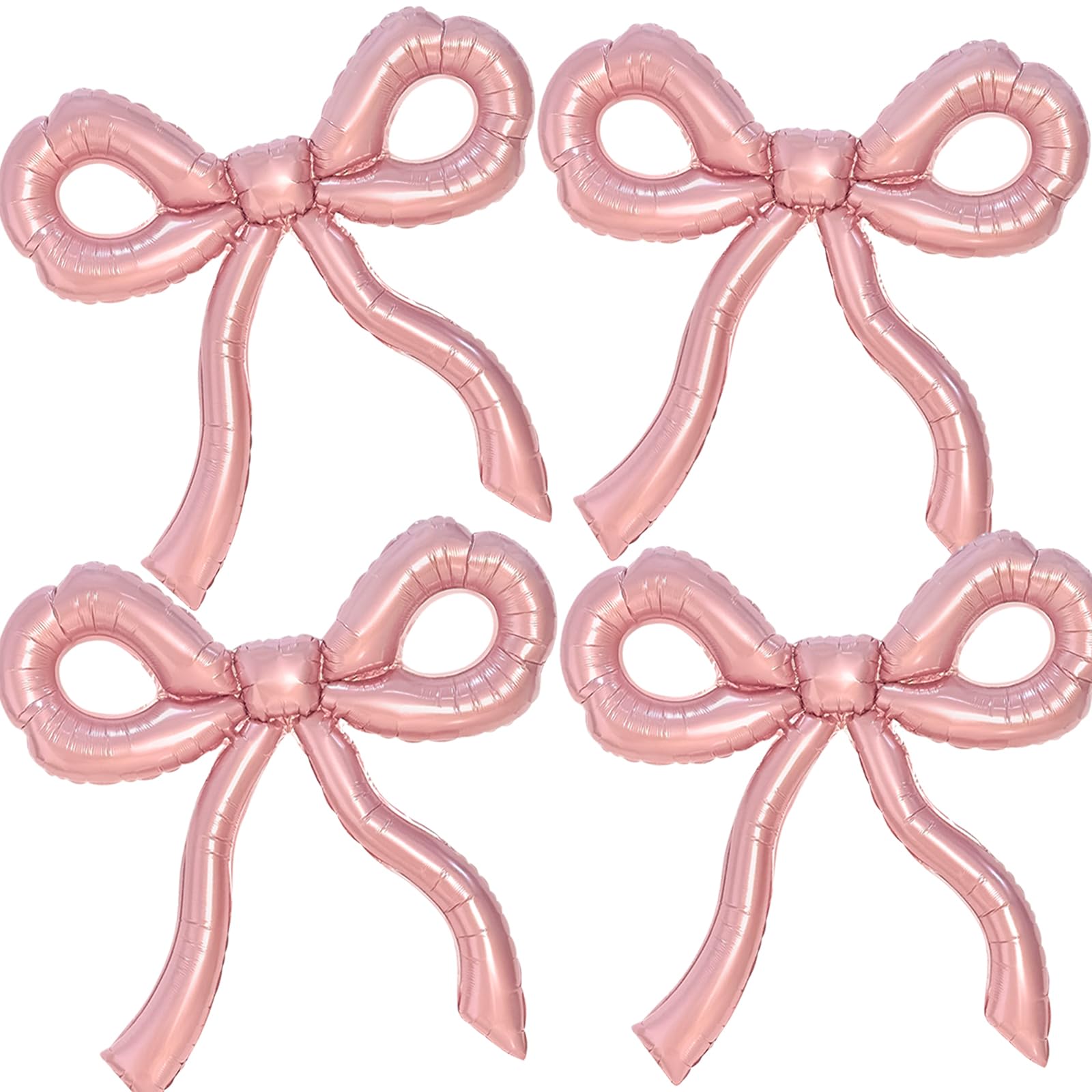 Bow Balloons Pink Bow Birthday Decorations Baby Shower Decorations Bridal Shower Bow Themed Party Supplies (Set of 4)