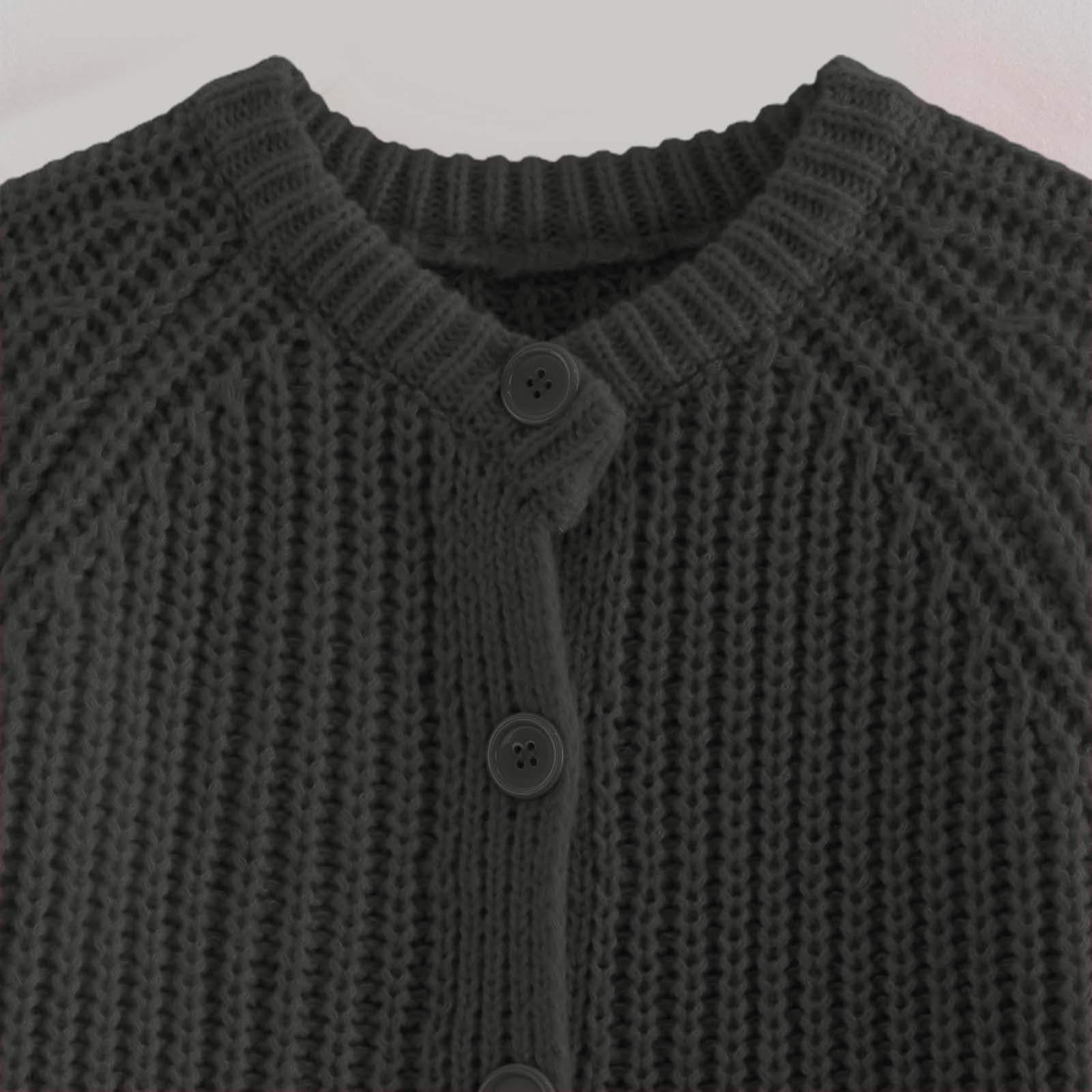 Generisch Feinstrickjacke Damen Einfarbige Strickjacke mit Langen Ärmeln und Knopfleiste für Damen Pulloverjacke für Herbst und Winter