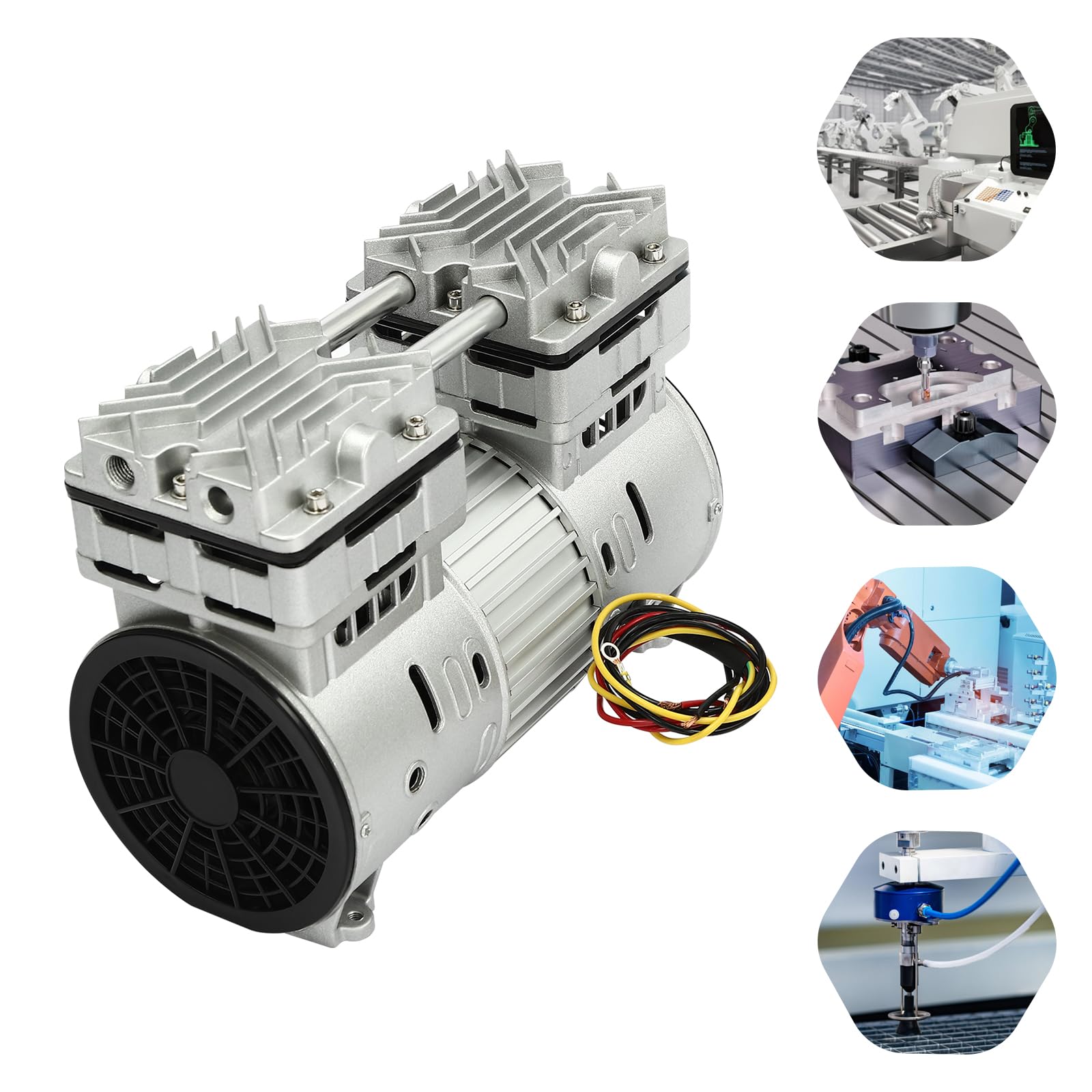 Bomba de vacío sin aceite, compresor de aire, 800 W, silencioso, estable, ecológico, motor de cobre, ideal para laboratorio, medicina, procesamiento de alimentos