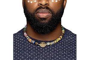 Unique Krobo Tribal Glass African Necklace | Ghana Baule Bead Sun Choker