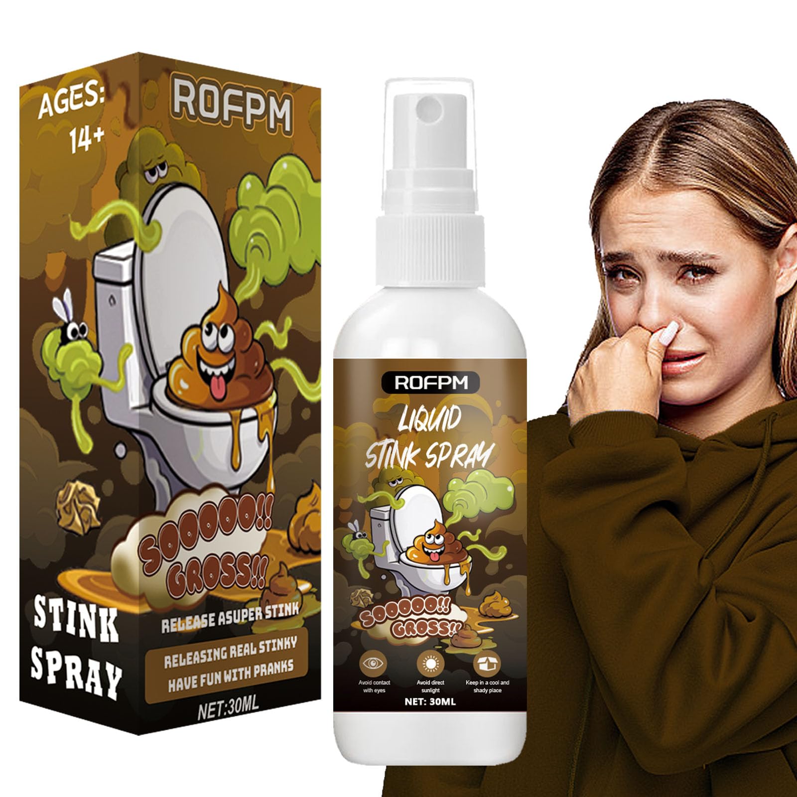 ROFPM Extra Starkes Stinkspray, Flüssiges Stinkspray Scherzartikel, Stinkspray Extrem Stinkend, Schrecklicher Geruch Spray Langanhaltender Geruch Prank Artikel, Halloween/Aprilscherz Streichspielzeug