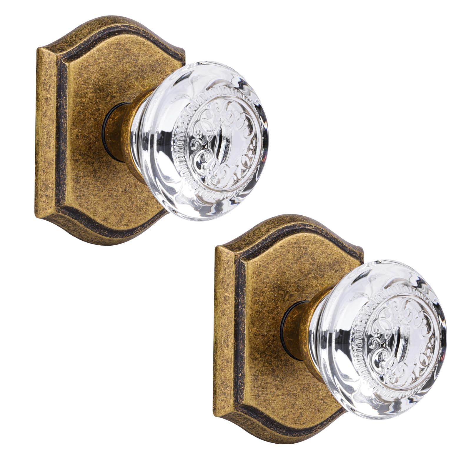Vintage Brass Glass Door Knobs with Lock -14
